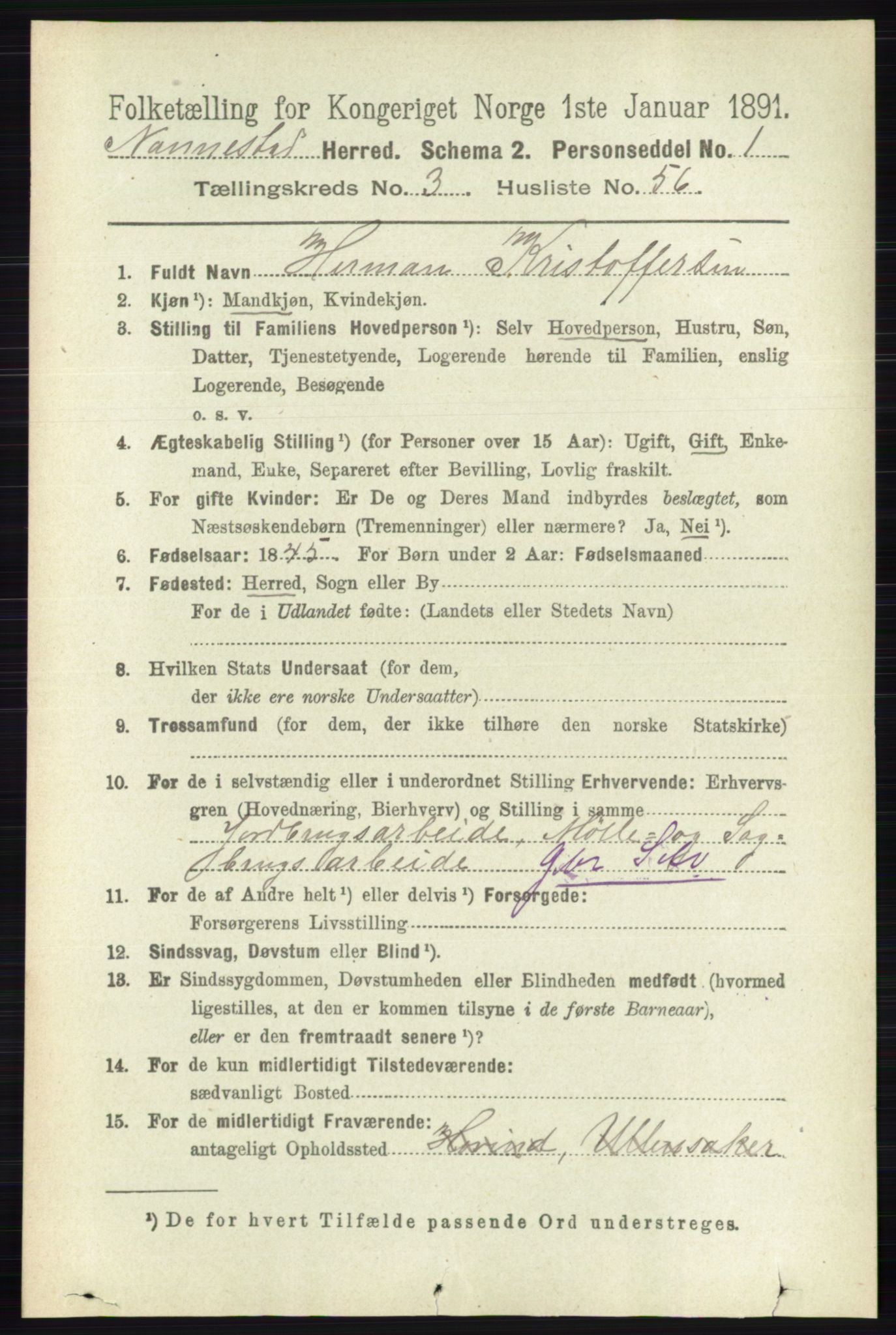 RA, 1891 census for 0238 Nannestad, 1891, p. 1792