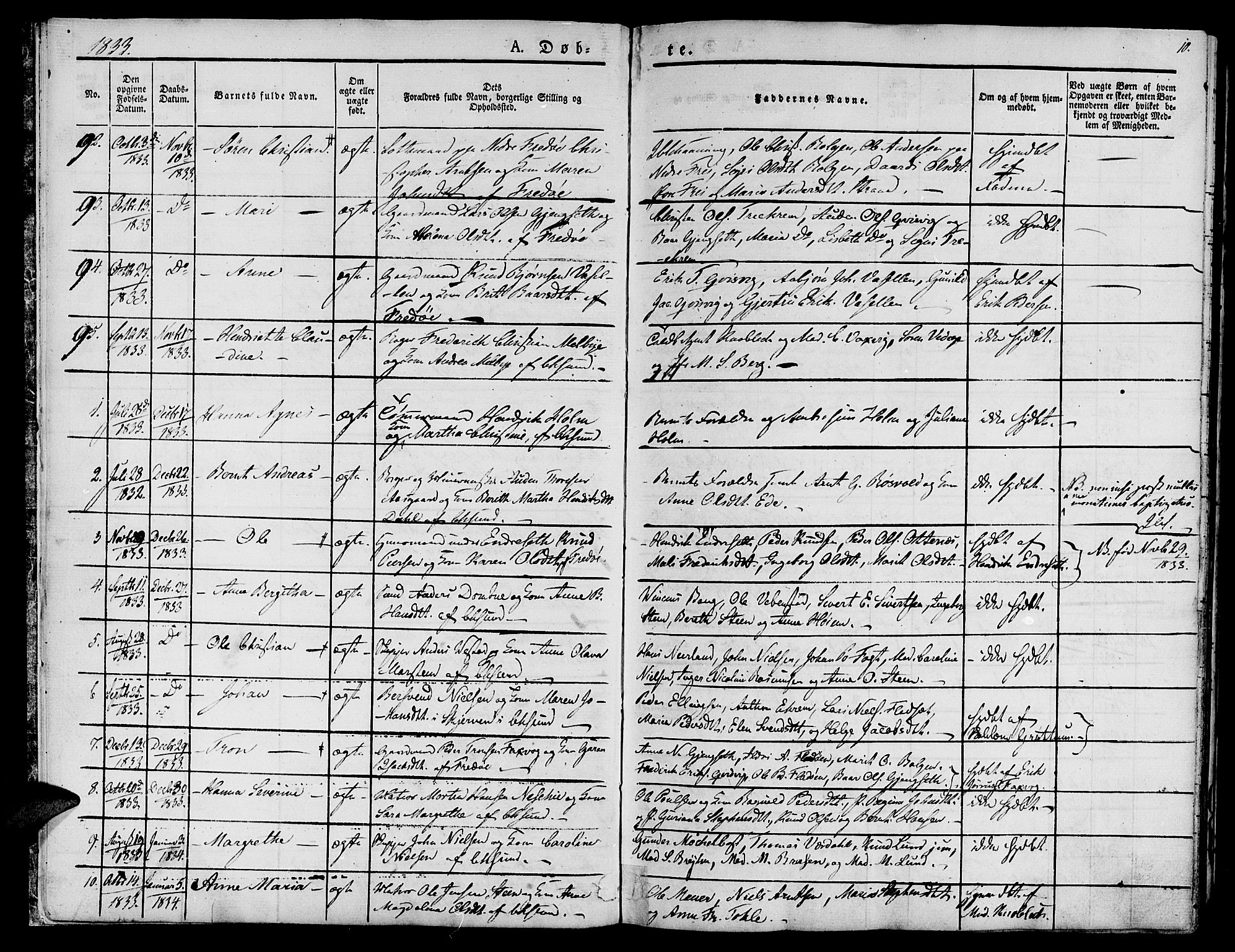 Ministerialprotokoller, klokkerbøker og fødselsregistre - Møre og Romsdal, SAT/A-1454/572/L0843: Parish register (official) no. 572A06, 1832-1842, p. 10