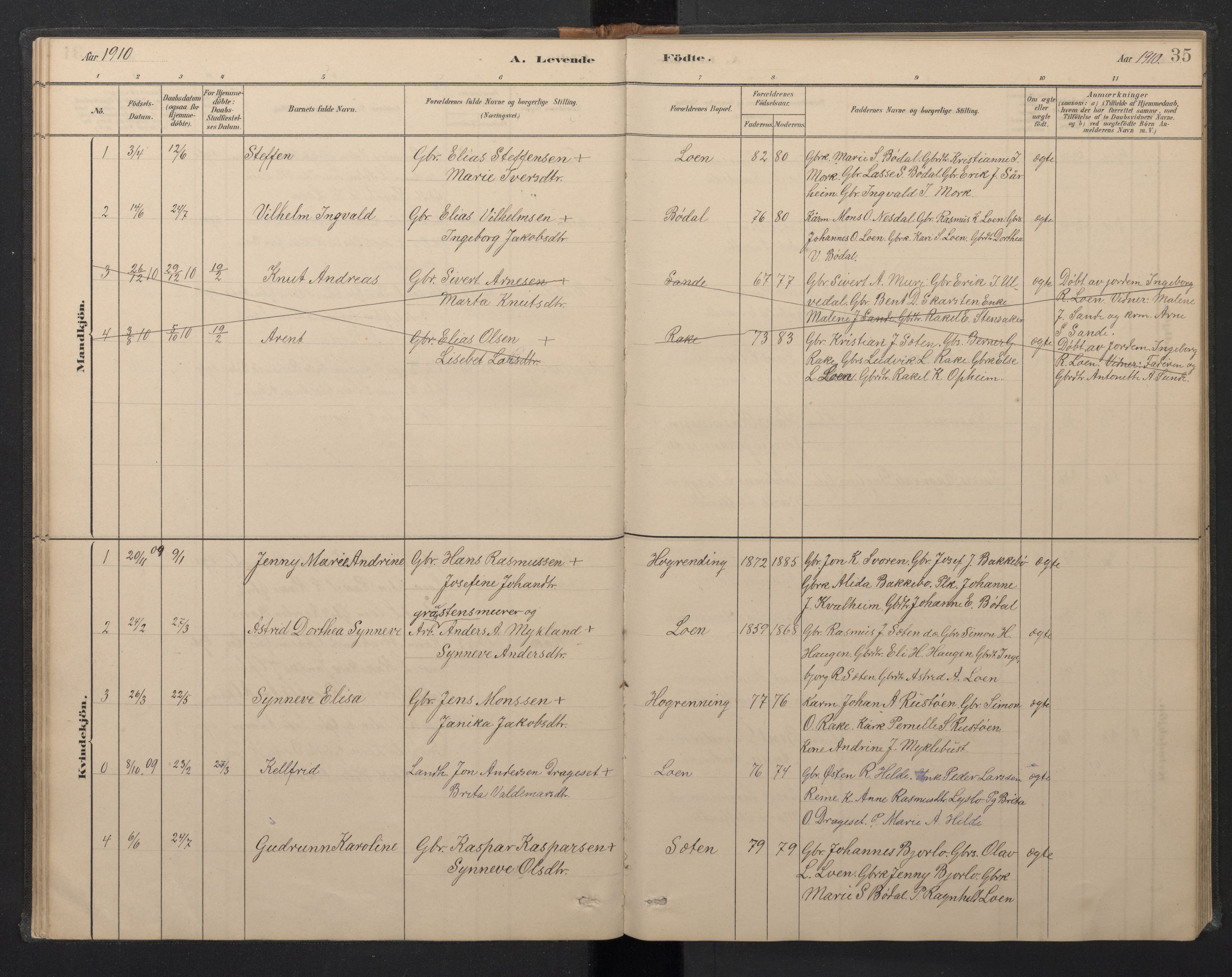 Stryn Sokneprestembete, AV/SAB-A-82501: Parish register (copy) no. B 3, 1881-1918, p. 34b-35a