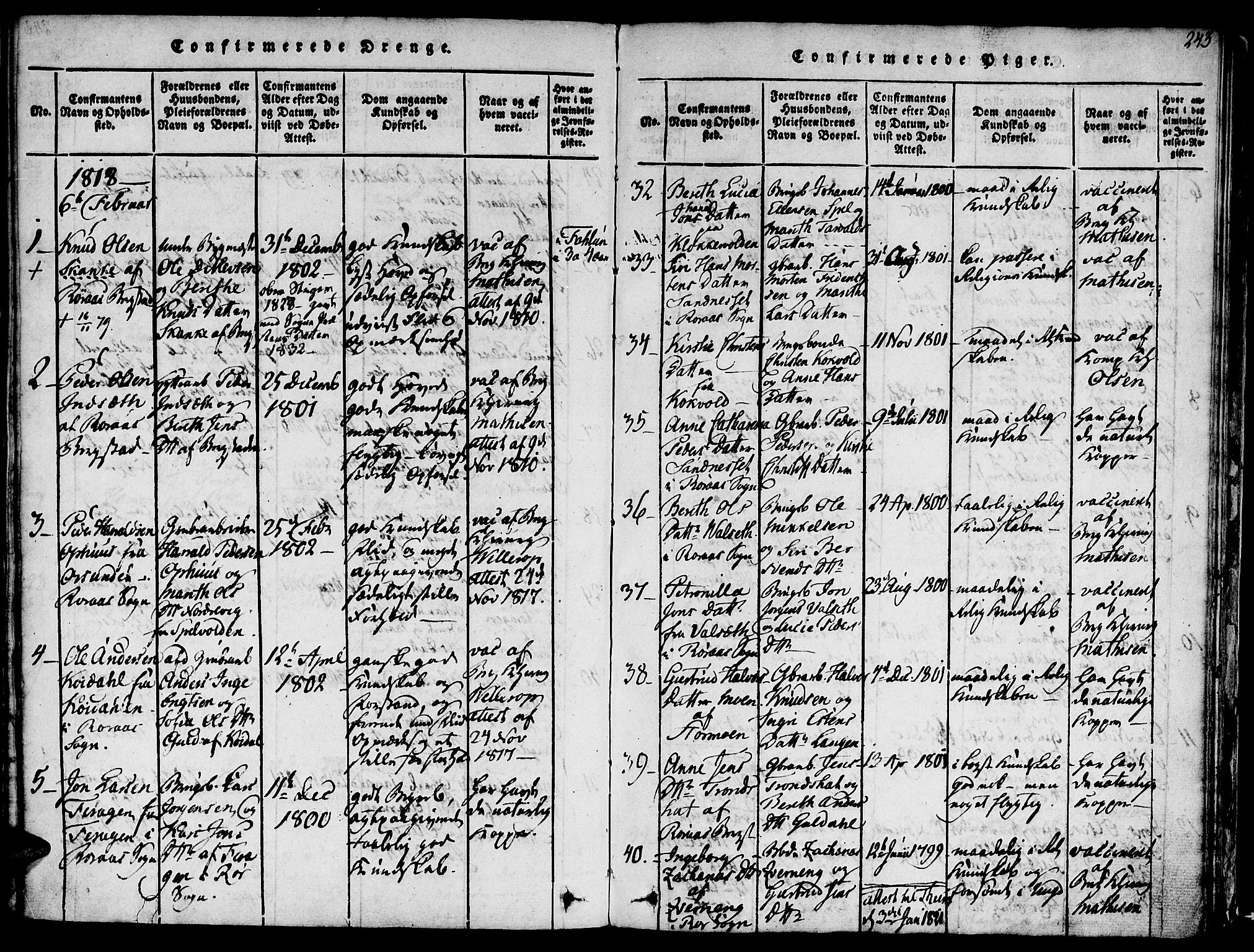 Ministerialprotokoller, klokkerbøker og fødselsregistre - Sør-Trøndelag, SAT/A-1456/681/L0929: Parish register (official) no. 681A07, 1817-1828, p. 243