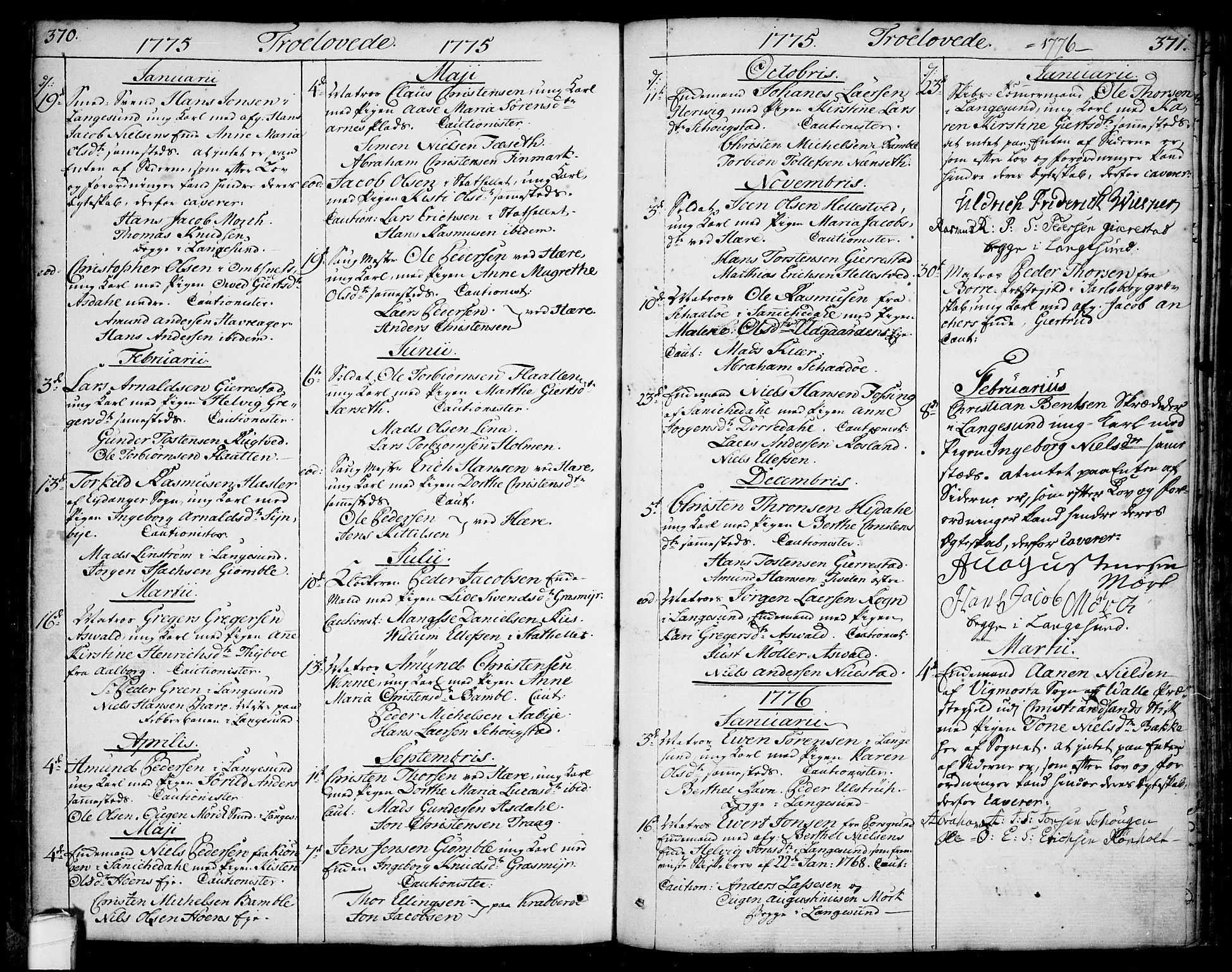 Bamble kirkebøker, SAKO/A-253/F/Fa/L0002: Parish register (official) no. I 2, 1775-1814, p. 370-371