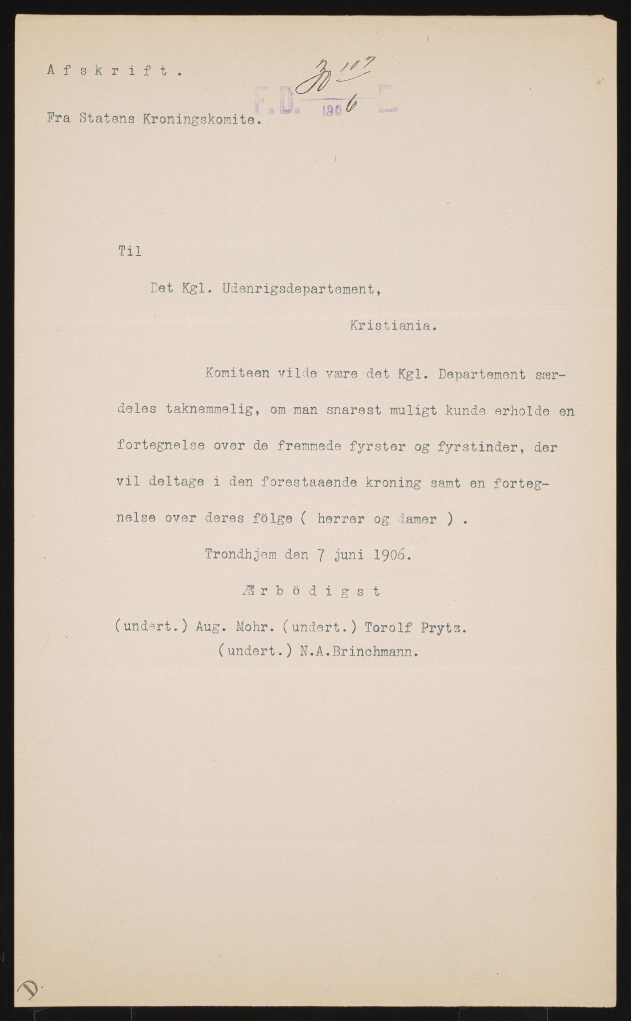 Utenriksdepartementet, RA/S-2259, 1894-1906, p. 275