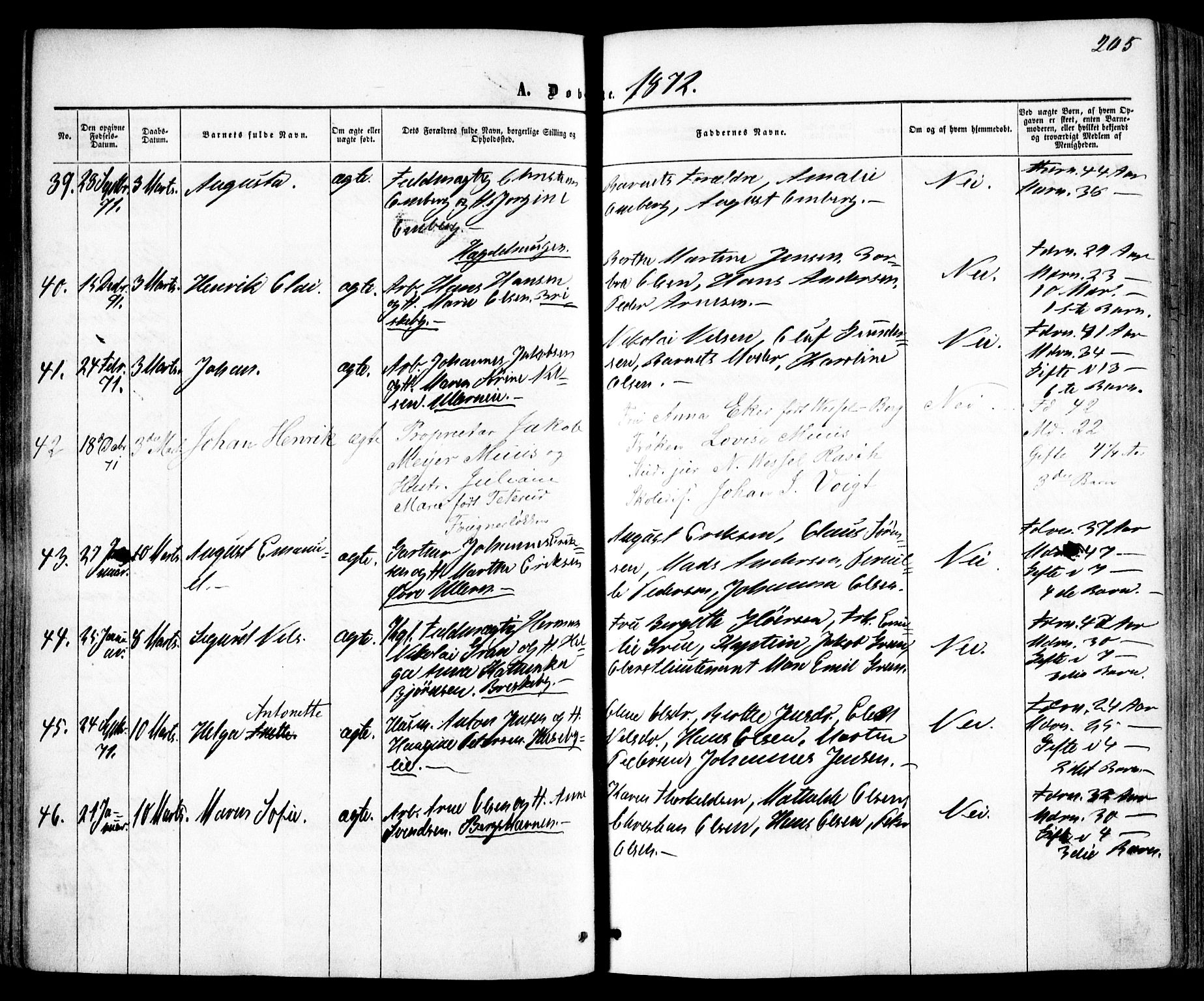 Vestre Aker prestekontor Kirkebøker, AV/SAO-A-10025/F/Fa/L0004: Parish register (official) no. 4, 1857-1877, p. 205