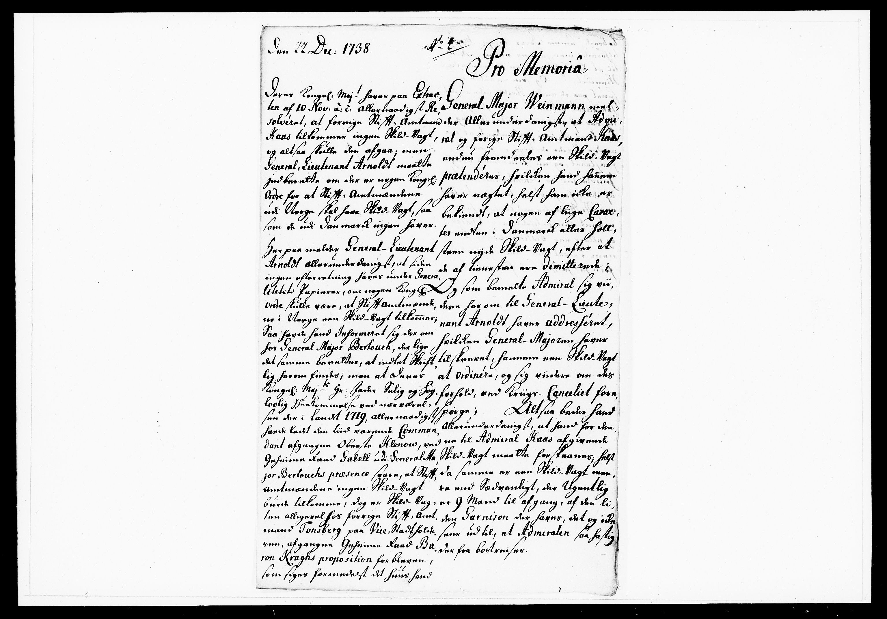 Krigskollegiet, Krigskancelliet, DRA/A-0006/-/1143-1150: Refererede sager, 1738, p. 564
