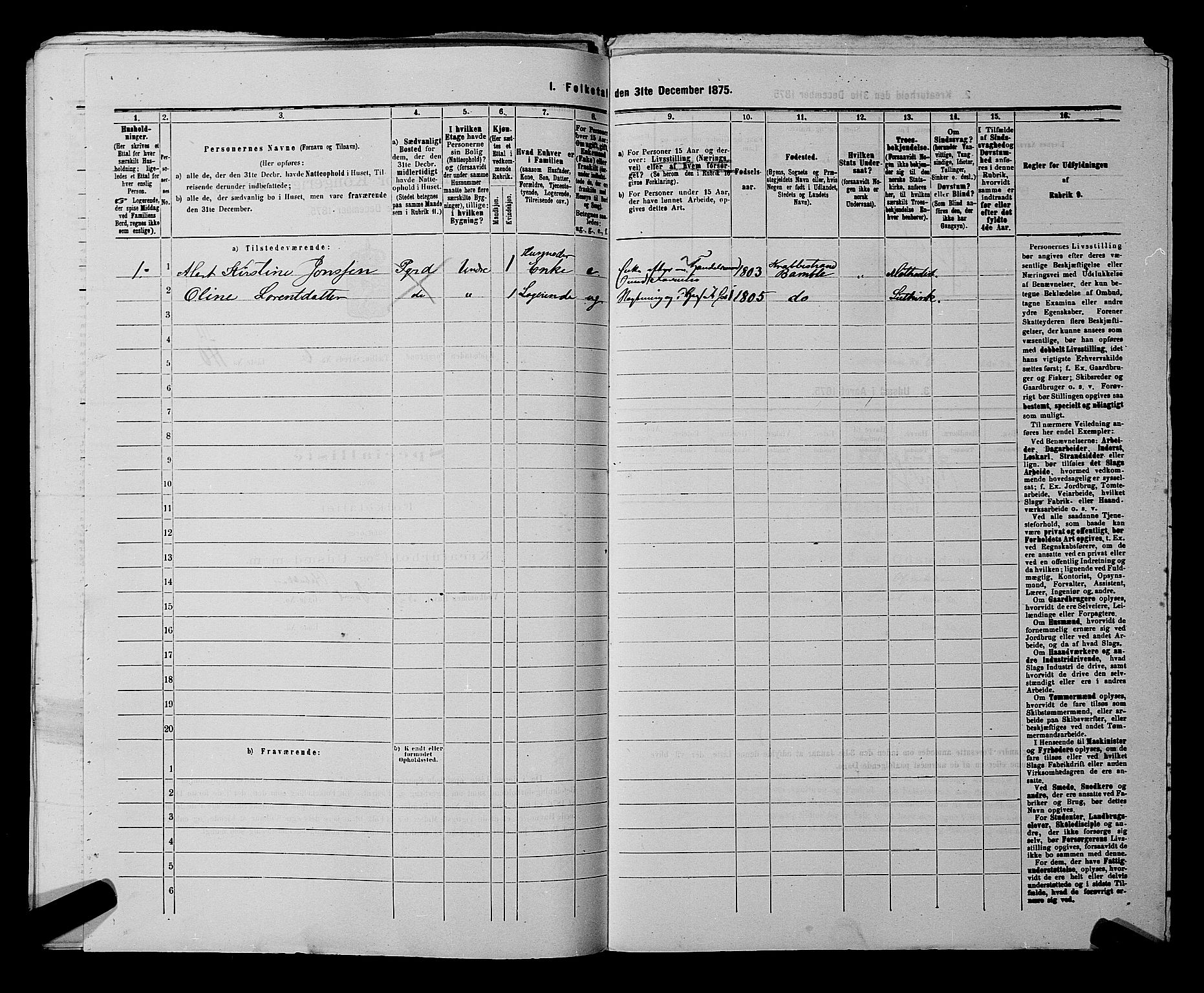 SAKO, 1875 census for 0805P Porsgrunn, 1875, p. 270