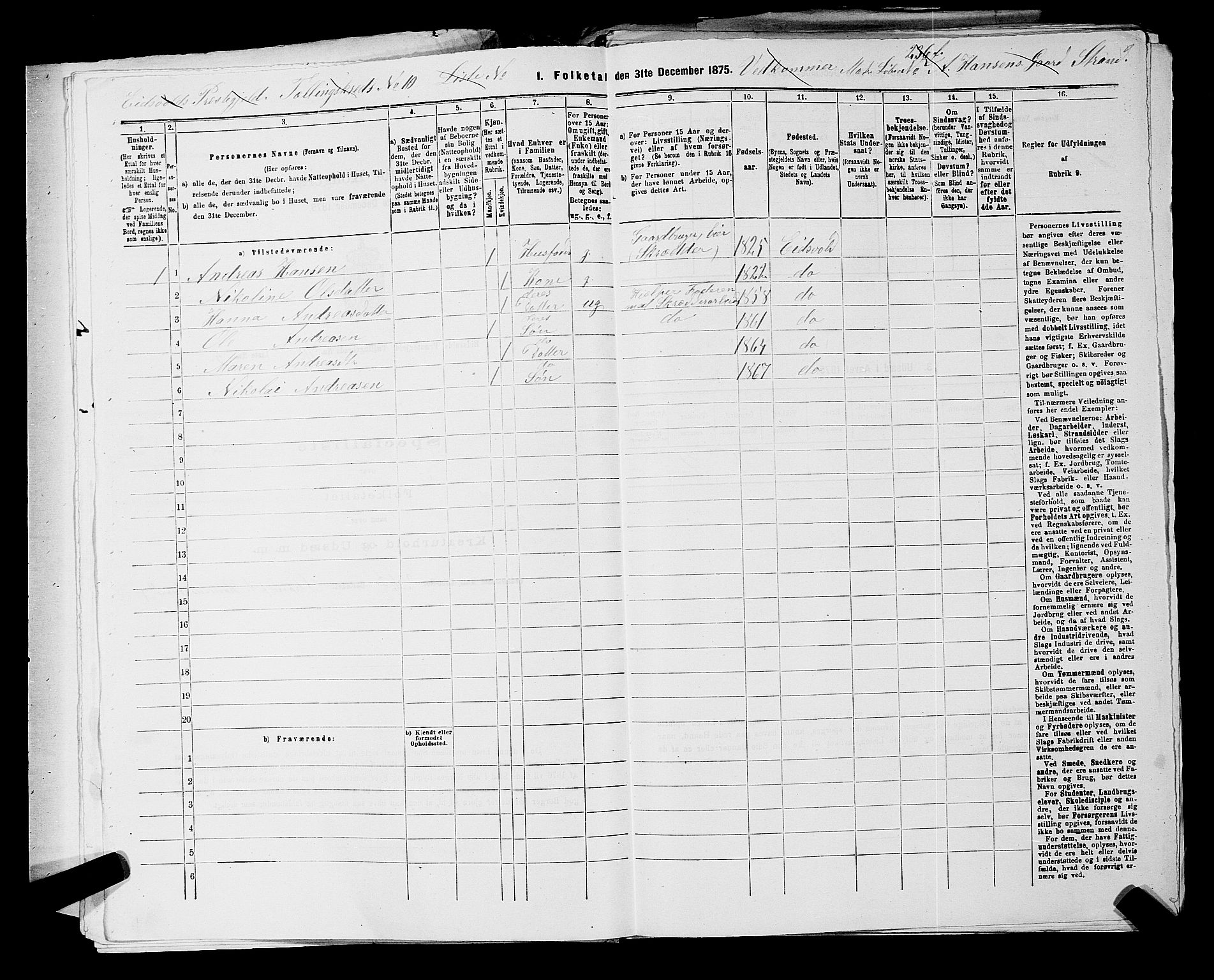 RA, 1875 census for 0237P Eidsvoll, 1875, p. 1464