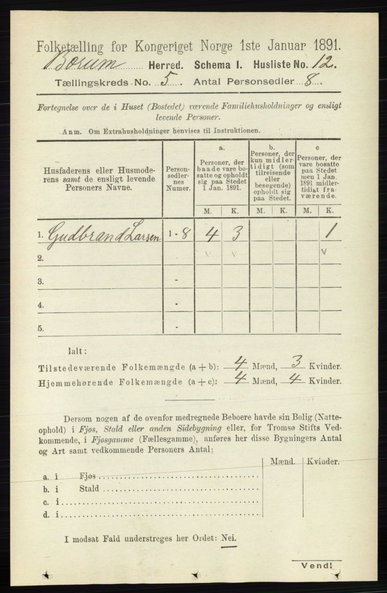 RA, 1891 census for 0219 Bærum, 1891, p. 2948