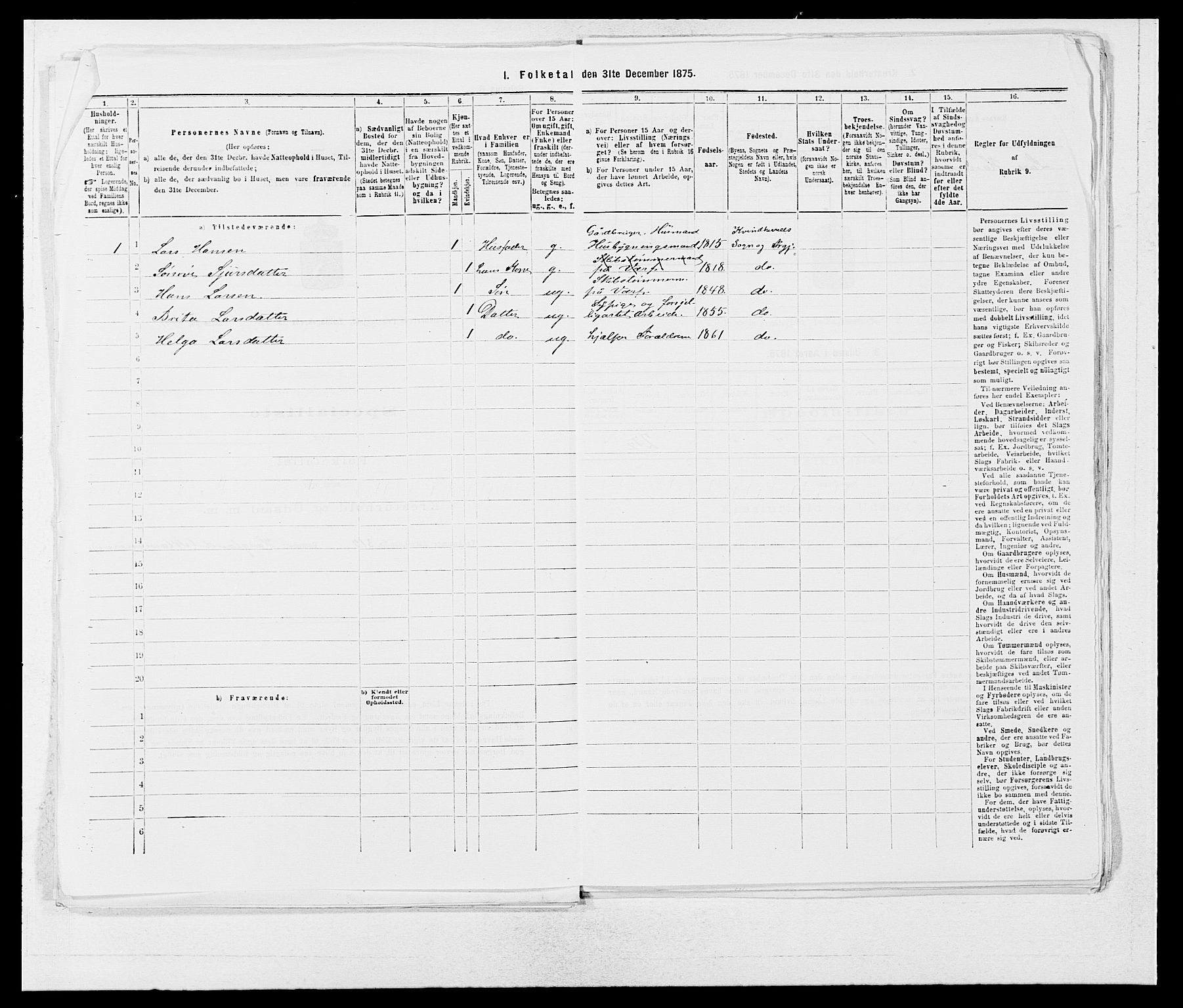 SAB, 1875 census for 1224P Kvinnherad, 1875, p. 1182