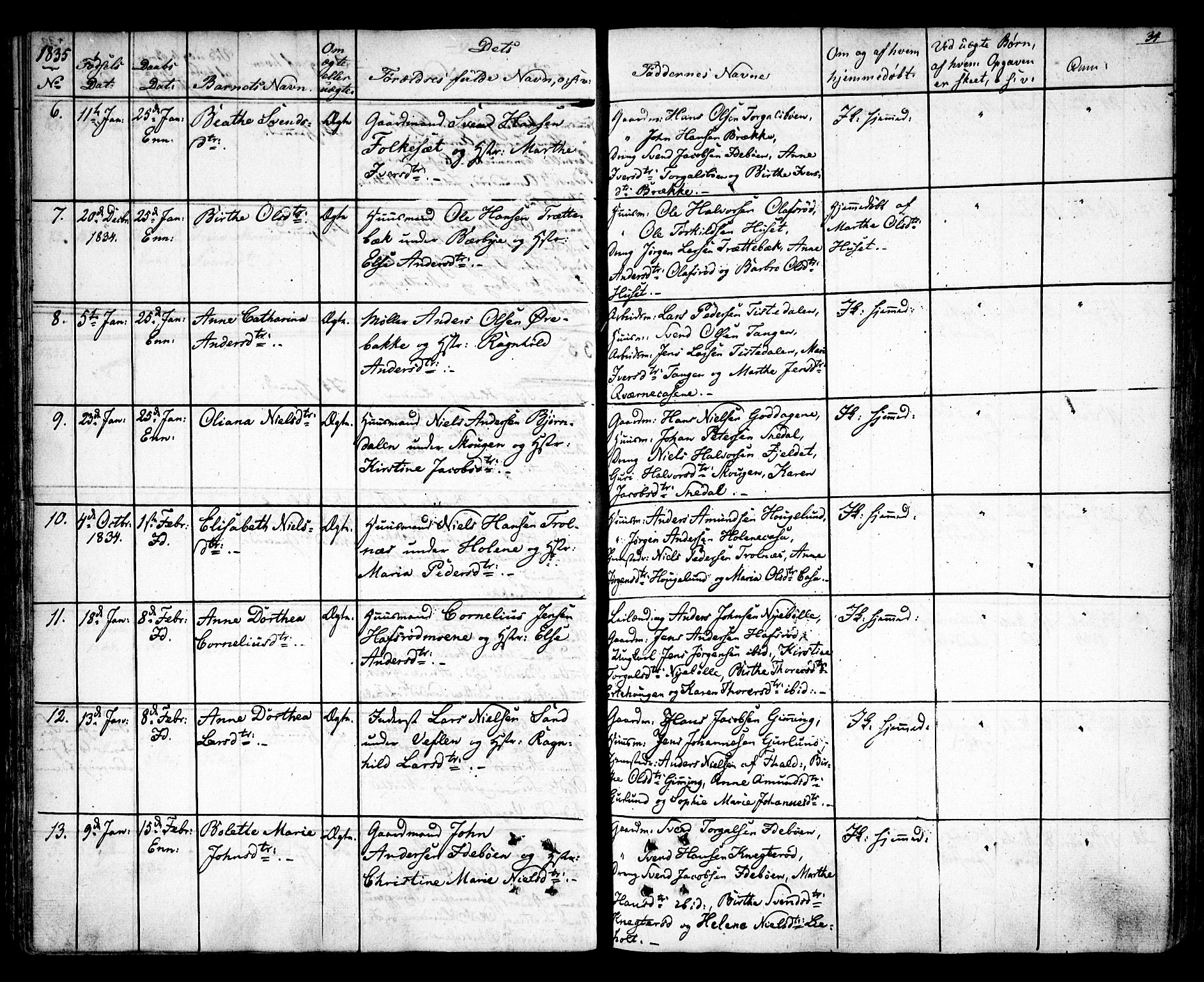 Idd prestekontor Kirkebøker, AV/SAO-A-10911/F/Fc/L0003: Parish register (official) no. III 3, 1832-1847, p. 34
