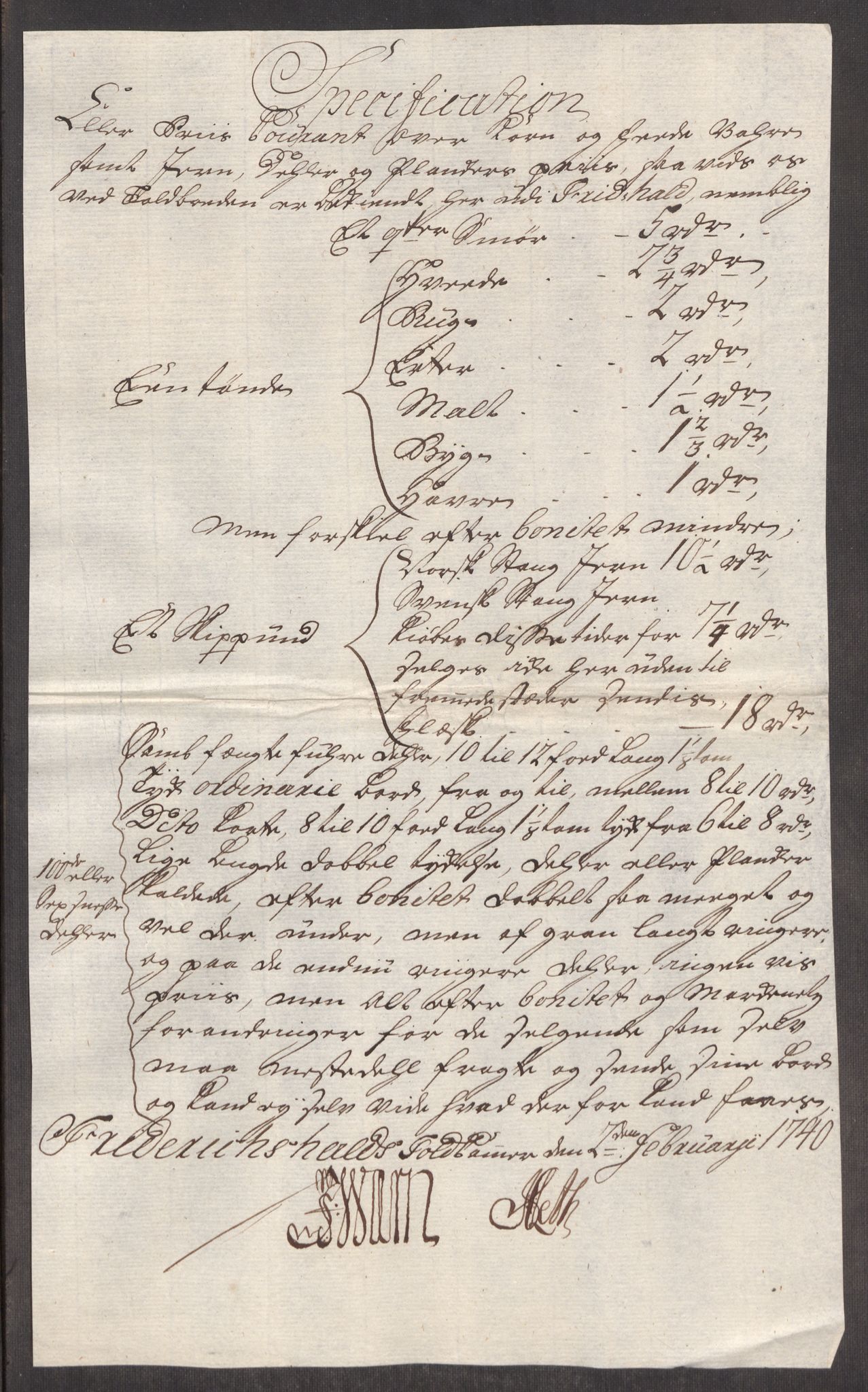 Rentekammeret inntil 1814, Realistisk ordnet avdeling, RA/EA-4070/Oe/L0002: [Ø1]: Priskuranter, 1740-1744, p. 7