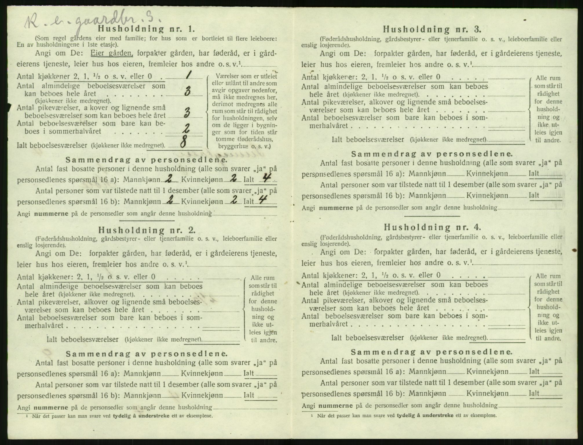 SAT, 1920 census for Sunnylven, 1920, p. 261