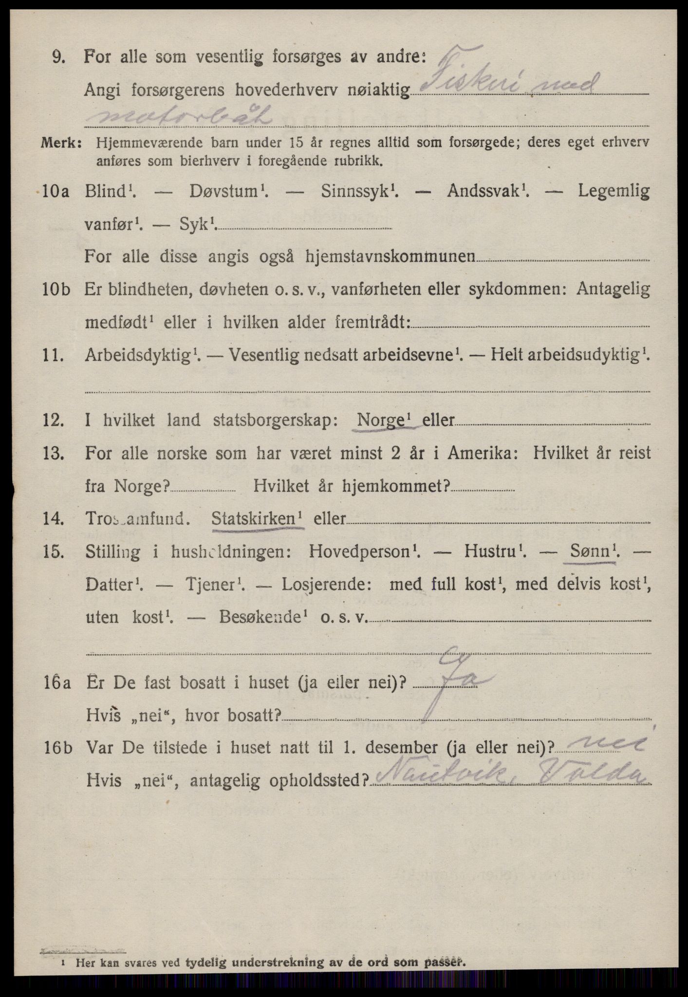 SAT, 1920 census for Sande (MR), 1920, p. 3525