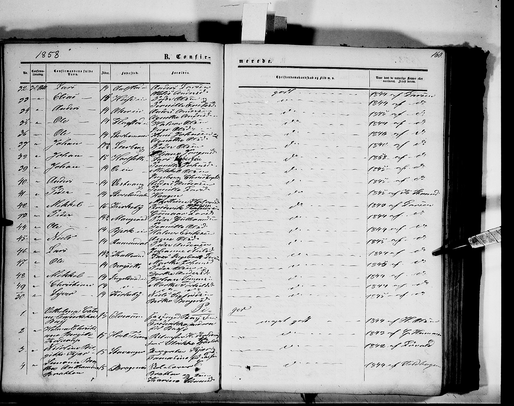 Vang prestekontor, Hedmark, SAH/PREST-008/H/Ha/Haa/L0012: Parish register (official) no. 12, 1855-1870, p. 160