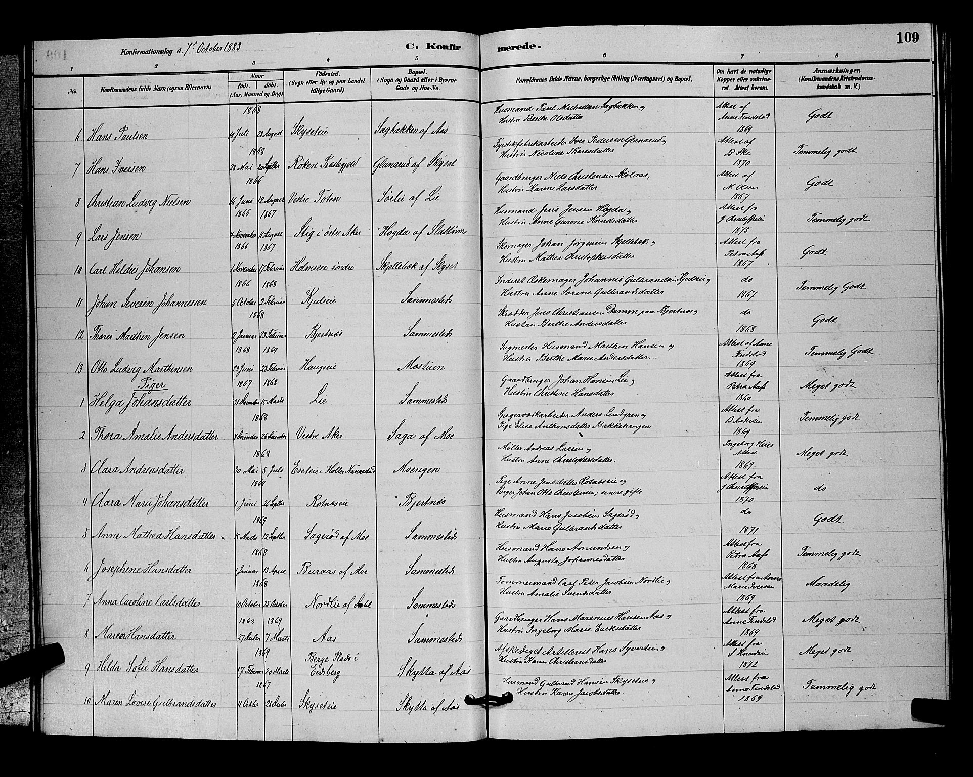 Nittedal prestekontor Kirkebøker, SAO/A-10365a/G/Ga/L0002: Parish register (copy) no. I 2, 1879-1901, p. 109