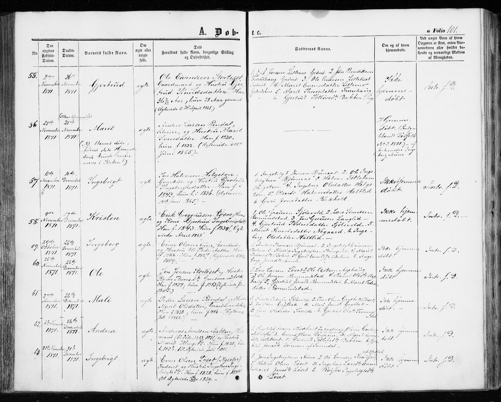 Ministerialprotokoller, klokkerbøker og fødselsregistre - Møre og Romsdal, AV/SAT-A-1454/598/L1067: Parish register (official) no. 598A01, 1858-1871, p. 101