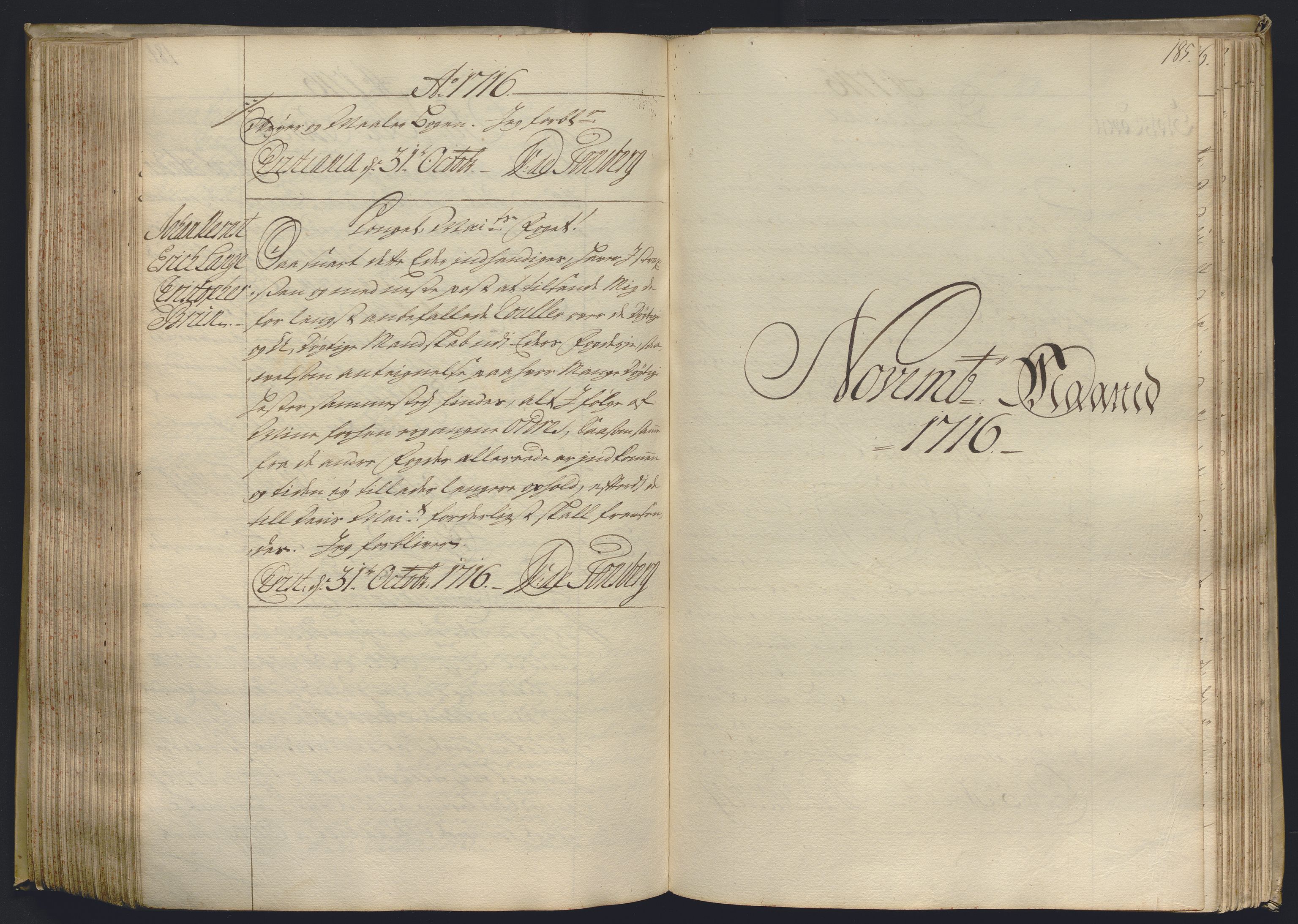 Kristiania stiftamt, AV/SAO-A-10386/B/Ba/L0004: Kopibok, 1715-1717, p. 184b-185a