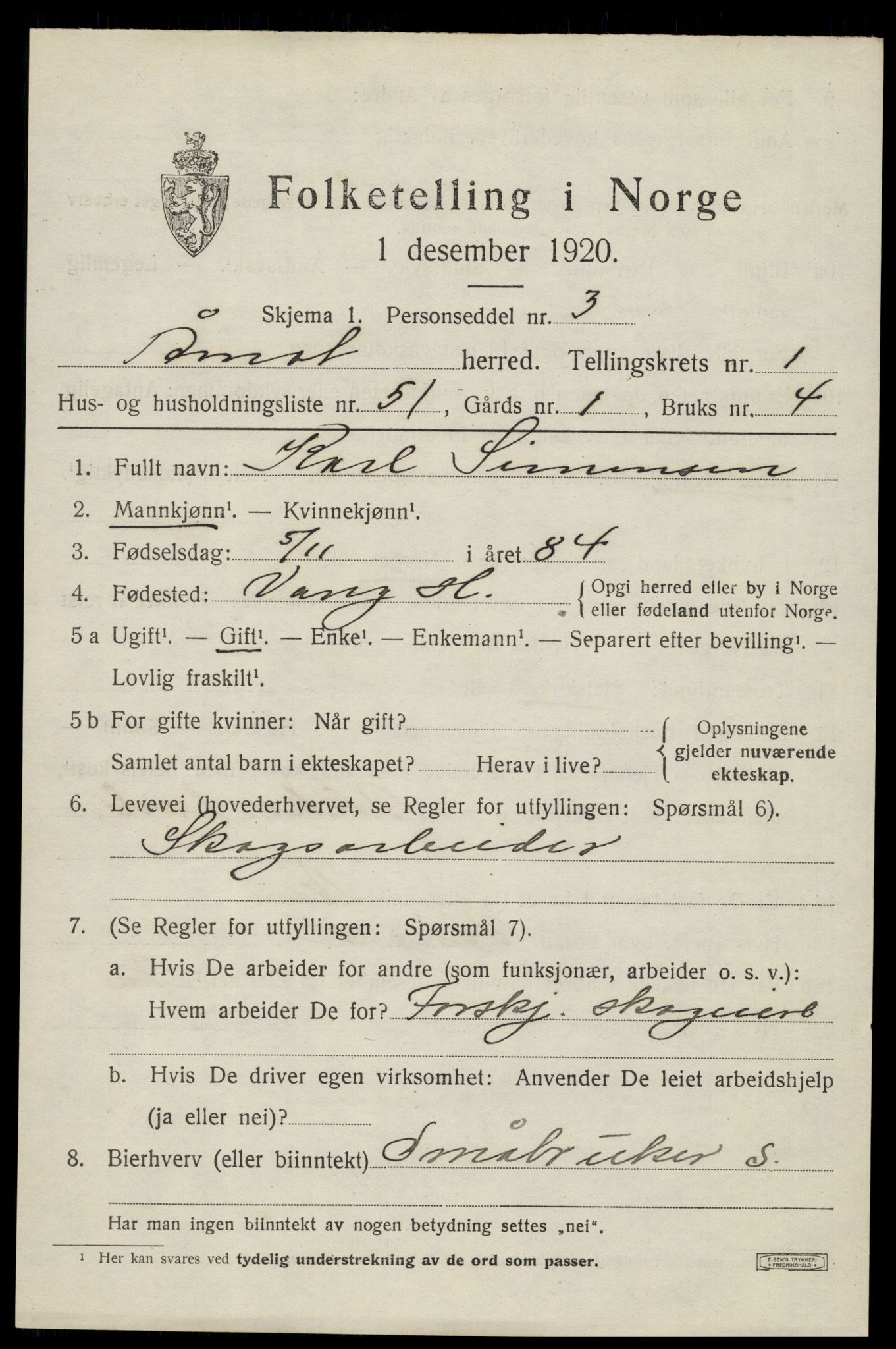 SAH, 1920 census for Åmot, 1920, p. 2059