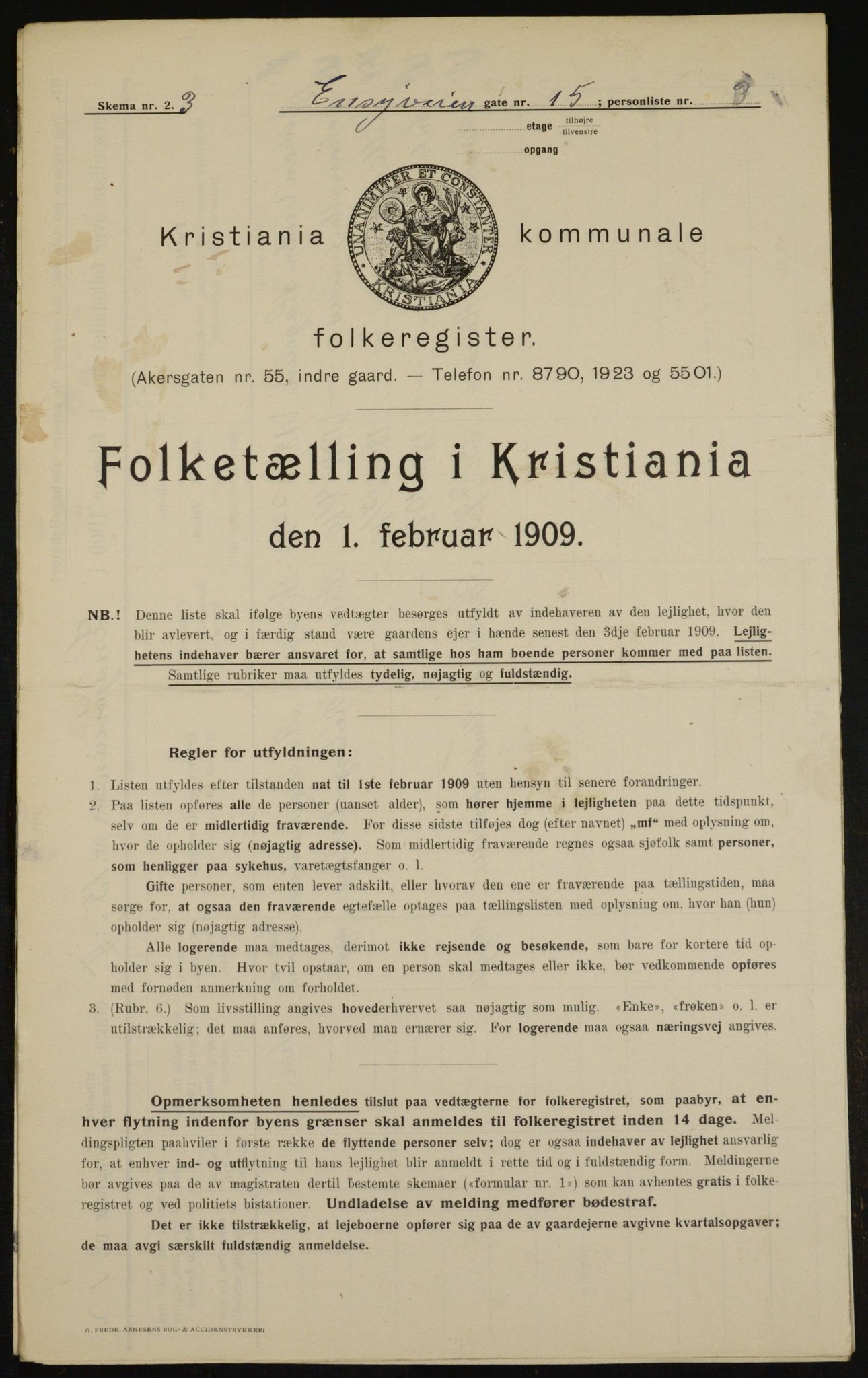 OBA, Municipal Census 1909 for Kristiania, 1909, p. 19826