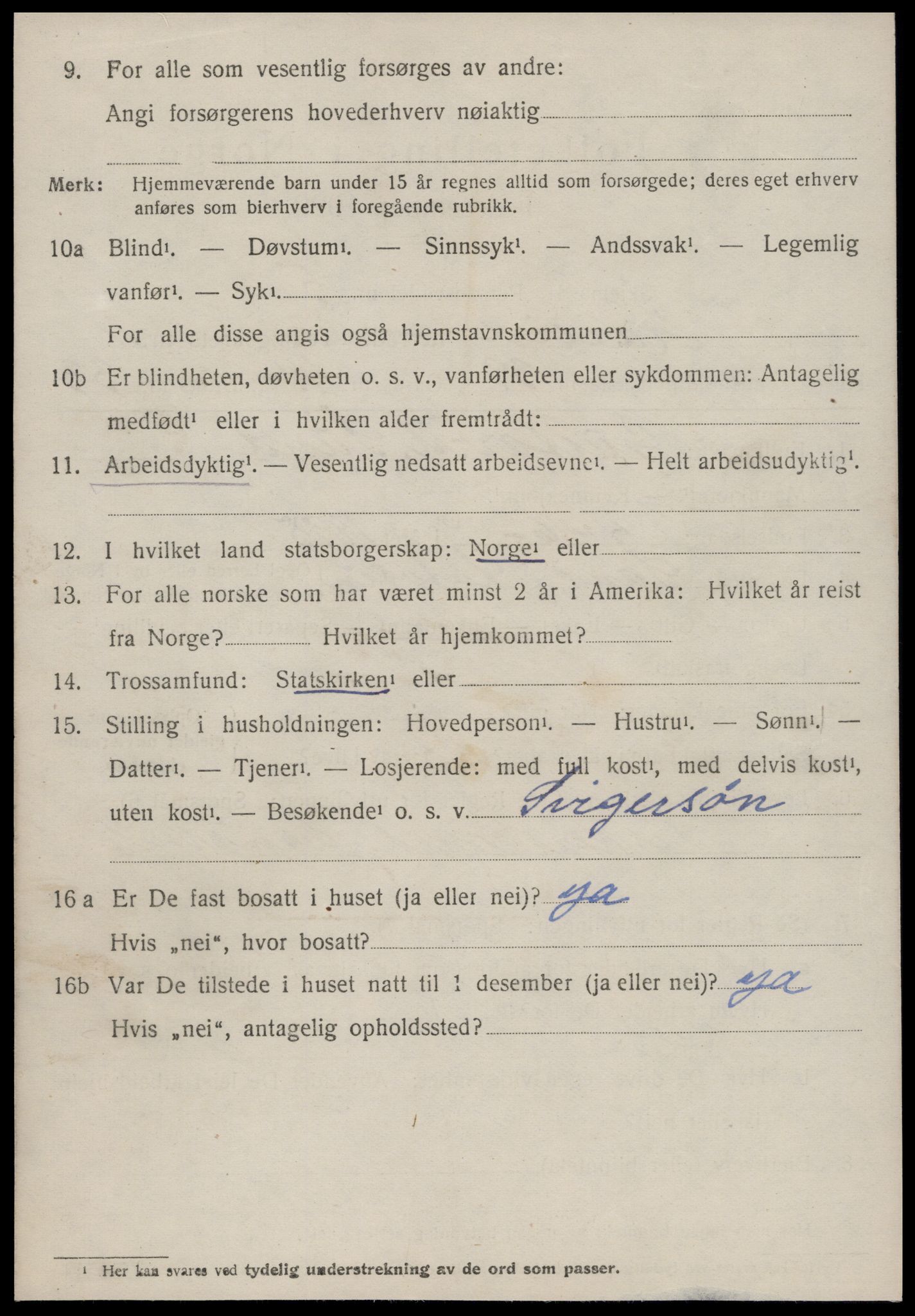 SAT, 1920 census for Hareid, 1920, p. 4592