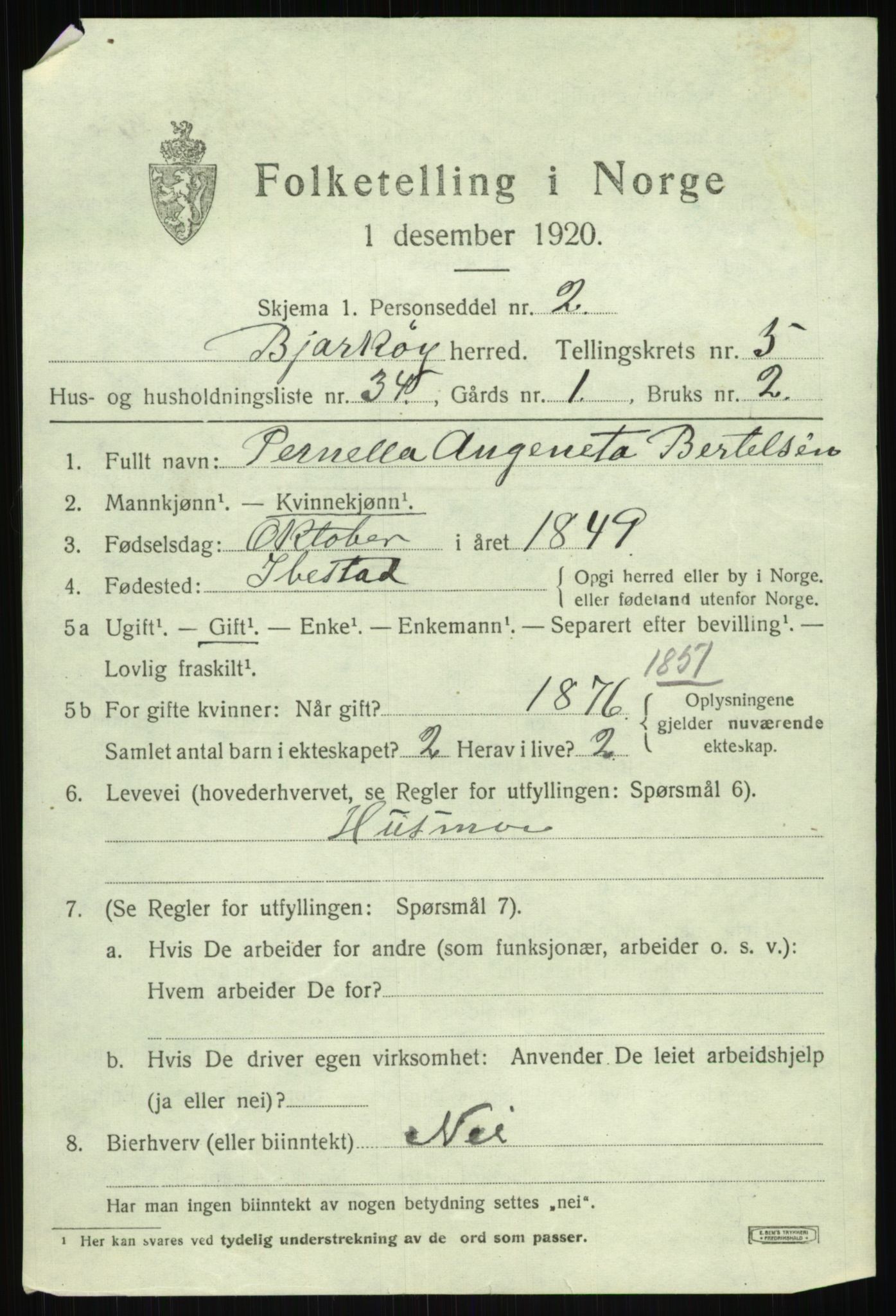 SATØ, 1920 census for Bjarkøy, 1920, p. 2677