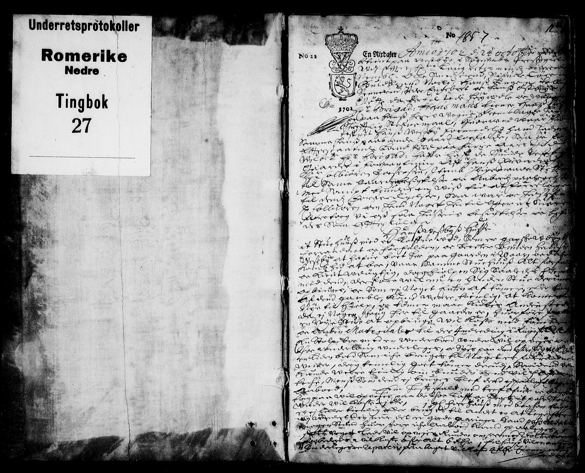 Nedre Romerike sorenskriveri, SAO/A-10469/F/Fb/L0027: Tingbok, 1702-1704, p. 0b-1a