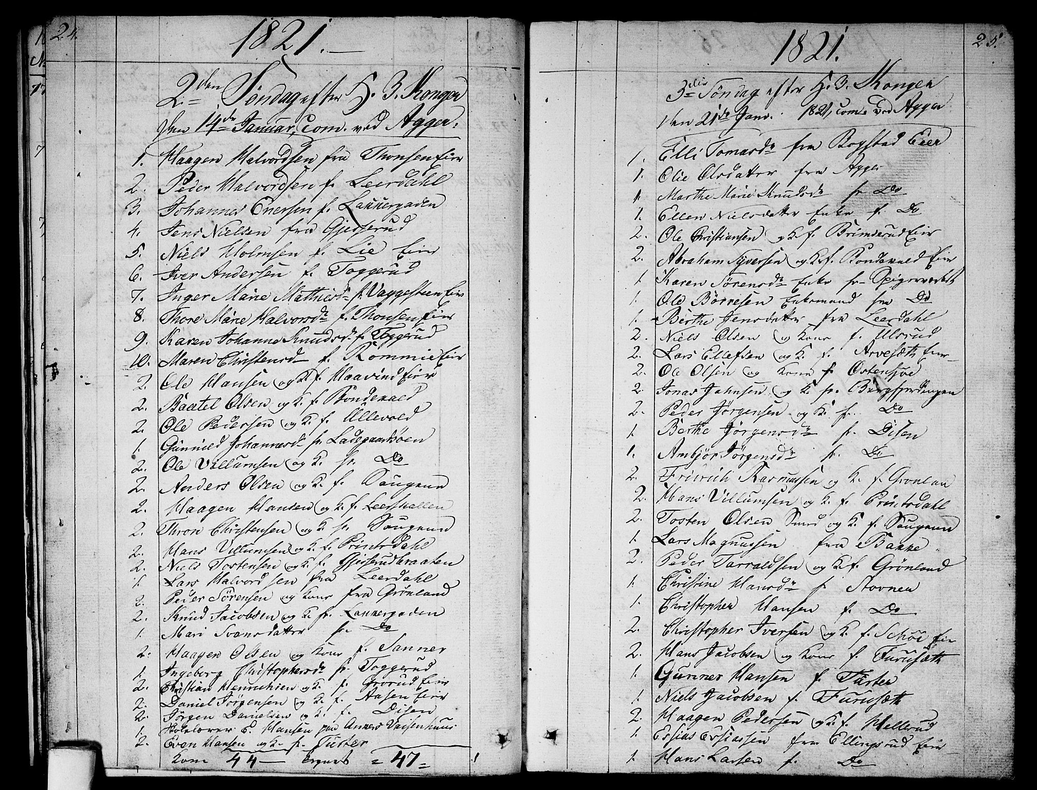Aker prestekontor kirkebøker, SAO/A-10861/G/L0003: Parish register (copy) no. 3, 1819-1836, p. 24-25