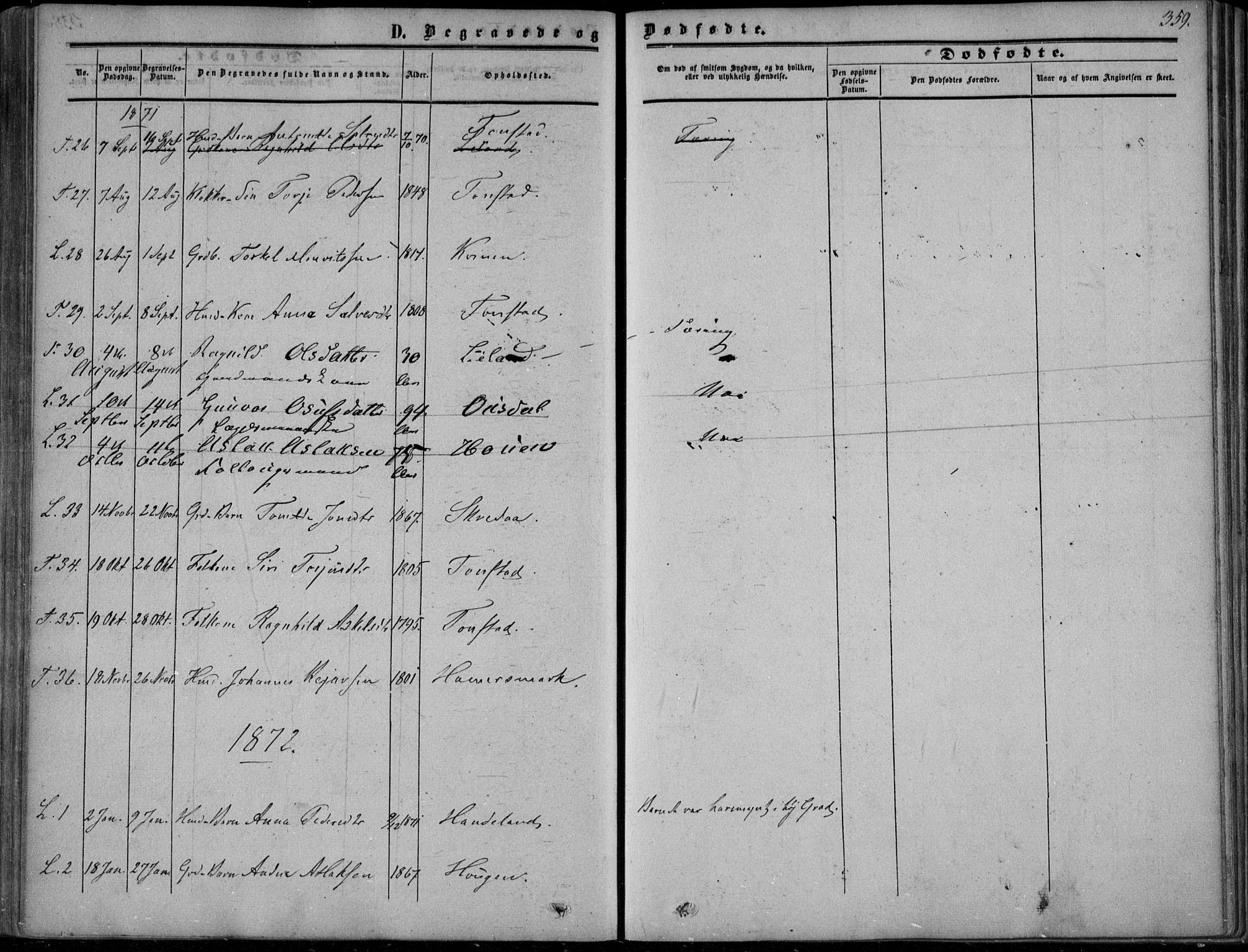 Sirdal sokneprestkontor, SAK/1111-0036/F/Fa/Fab/L0002: Parish register (official) no. A 2, 1855-1874, p. 359