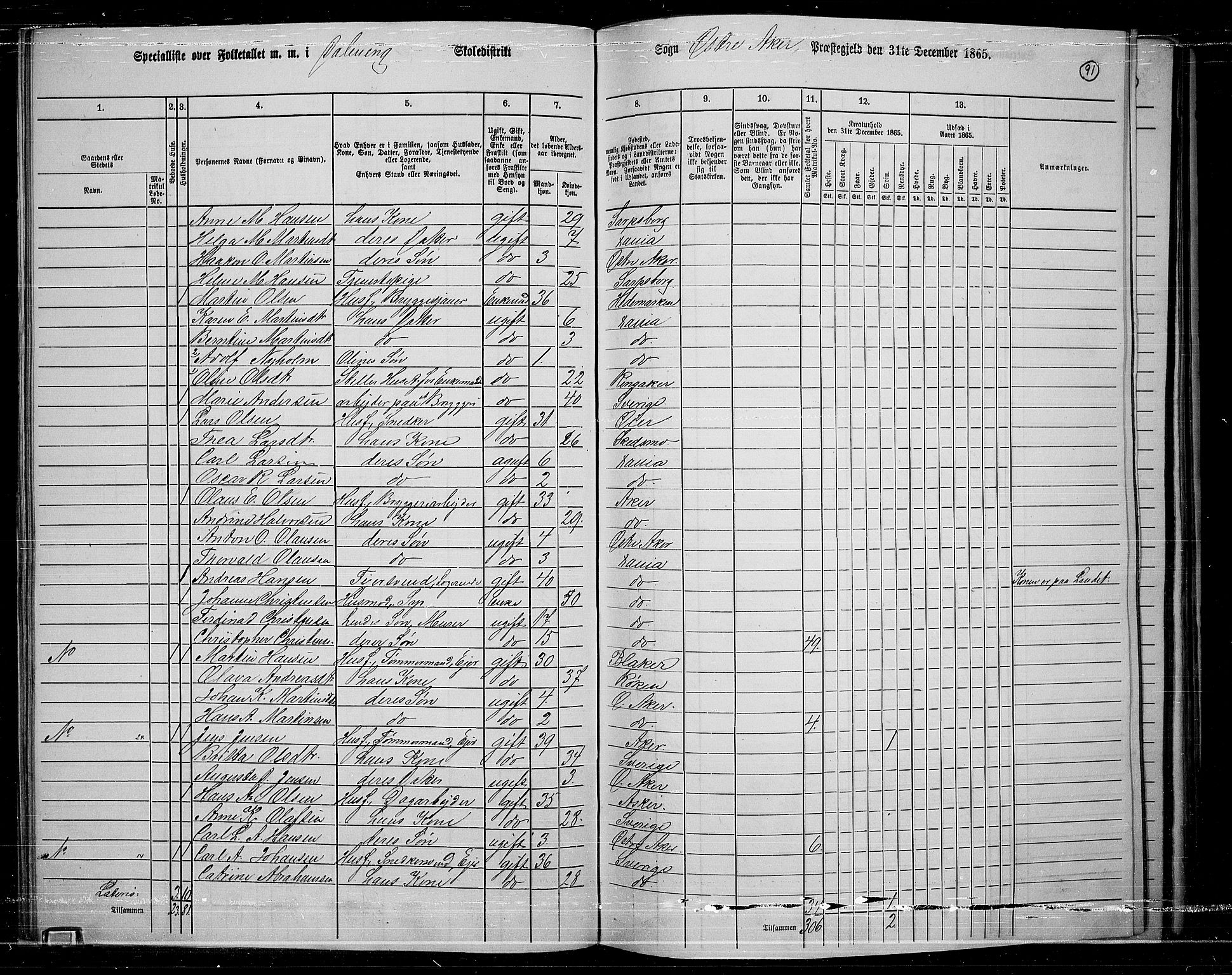 RA, 1865 census for Østre Aker, 1865, p. 88