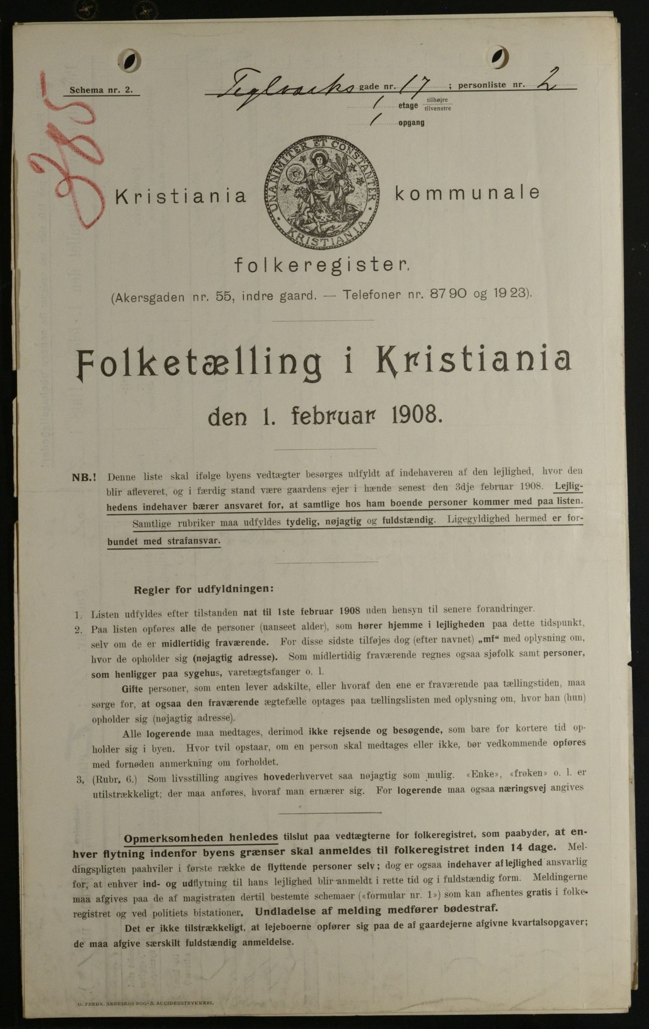 OBA, Municipal Census 1908 for Kristiania, 1908, p. 96683