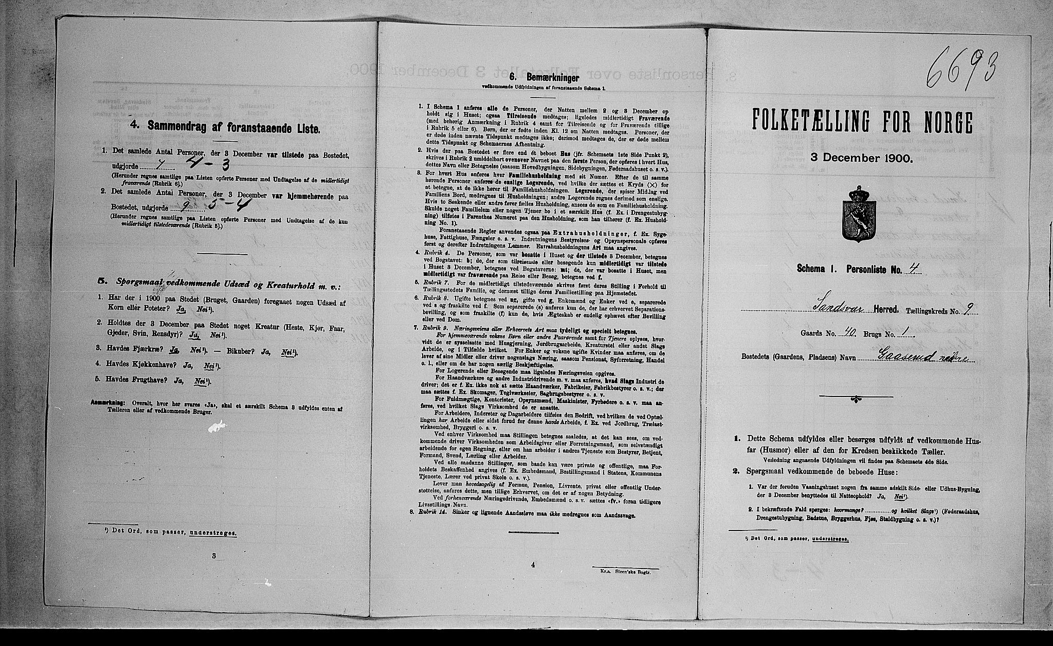 RA, 1900 census for Sandsvær, 1900, p. 1326