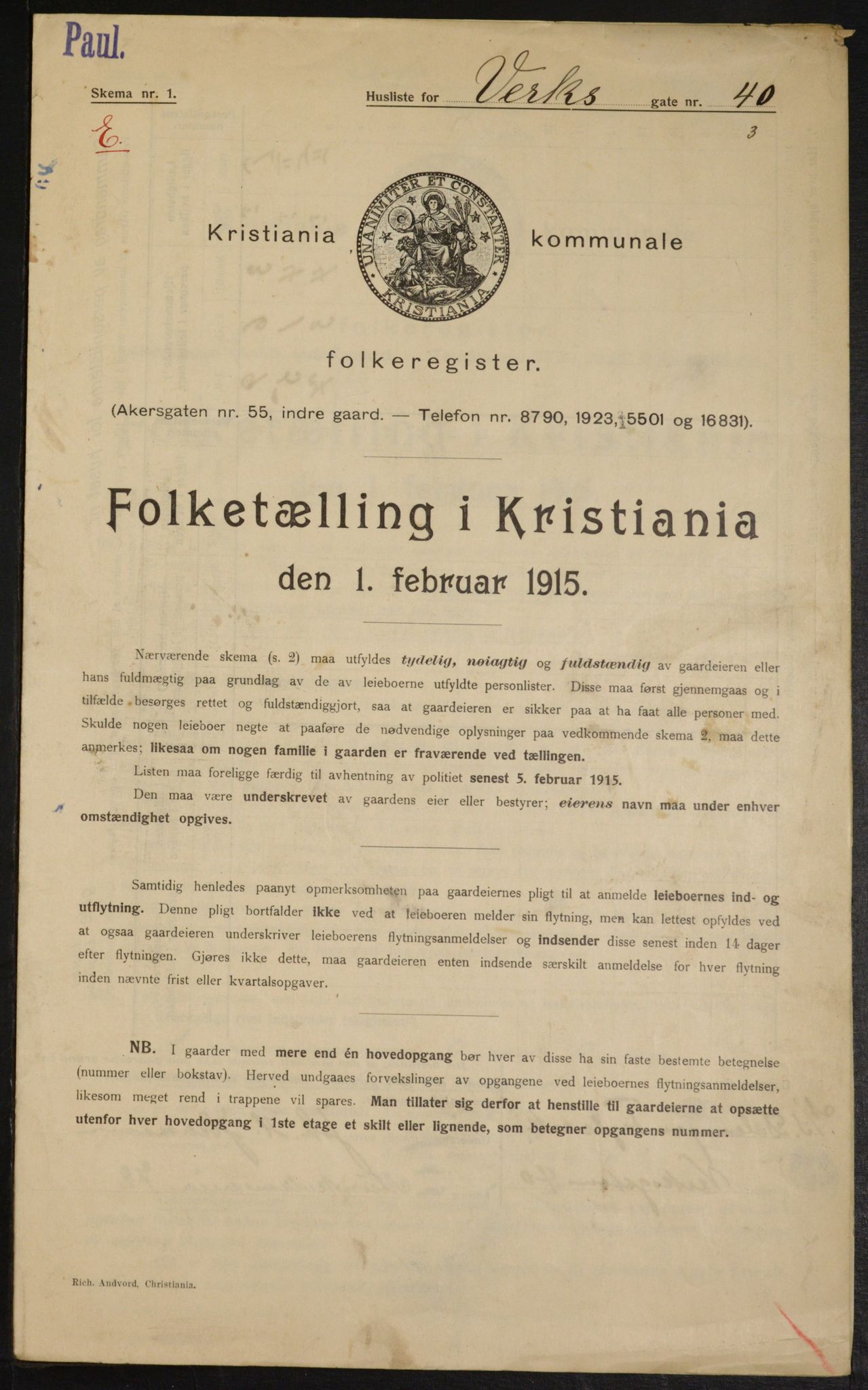 OBA, Municipal Census 1915 for Kristiania, 1915, p. 122894