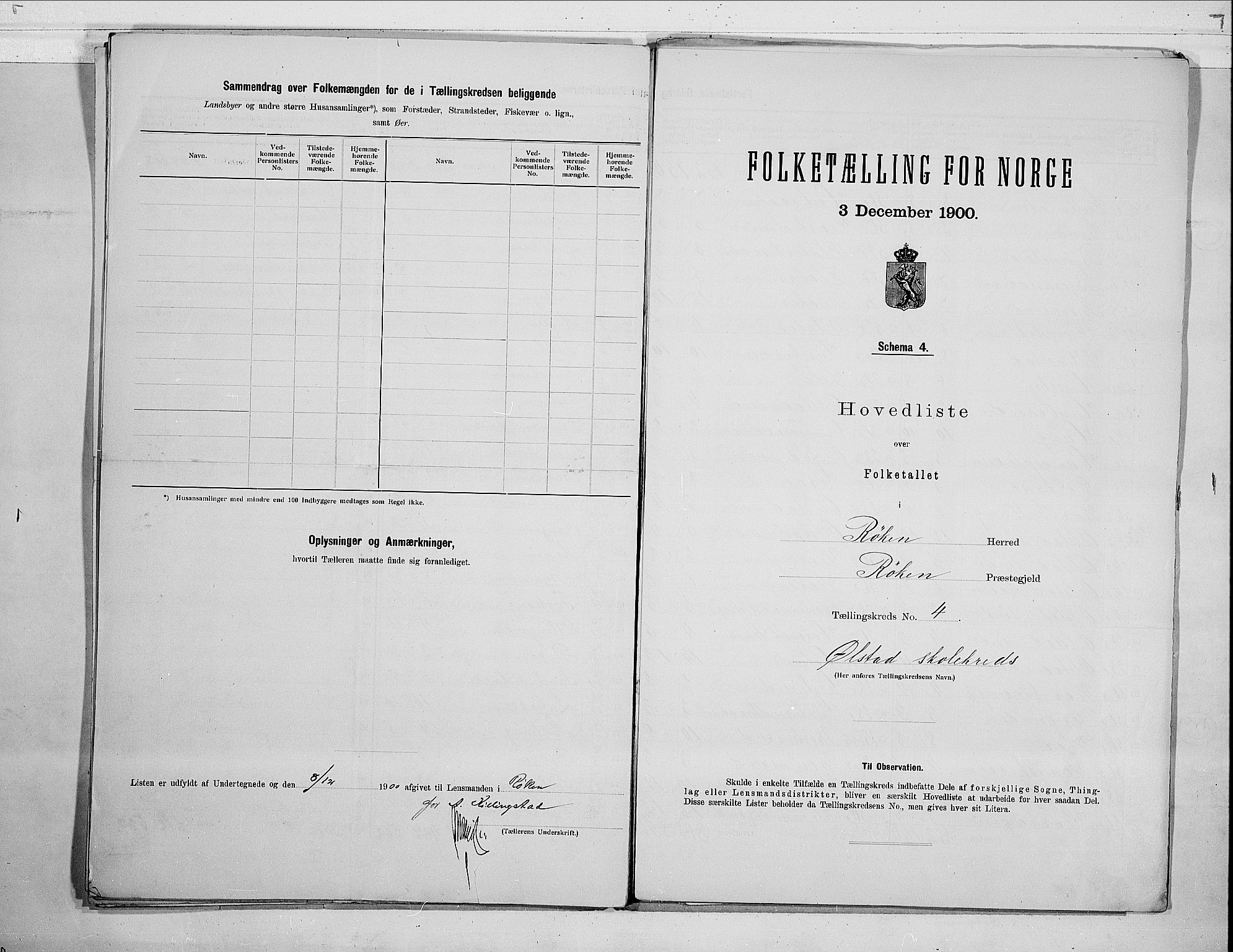RA, 1900 census for Røyken, 1900, p. 12