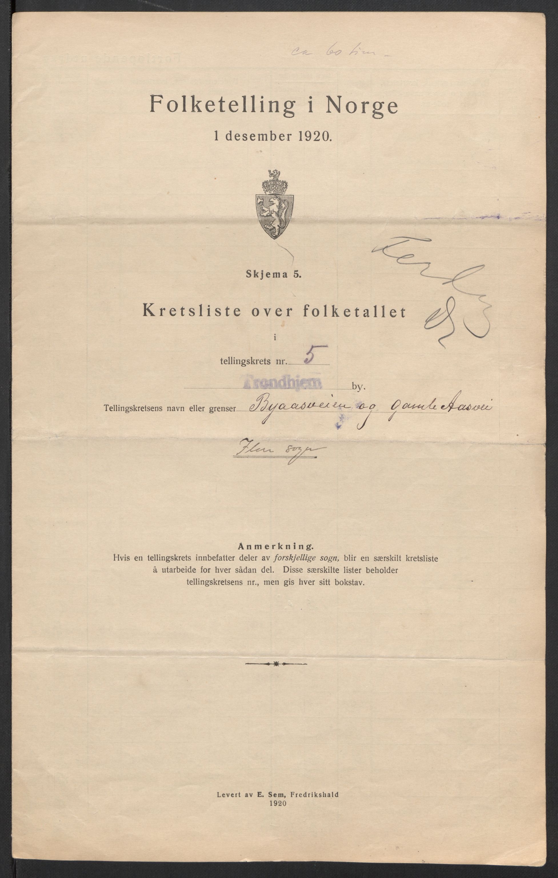 SAT, 1920 census for Trondheim, 1920, p. 26