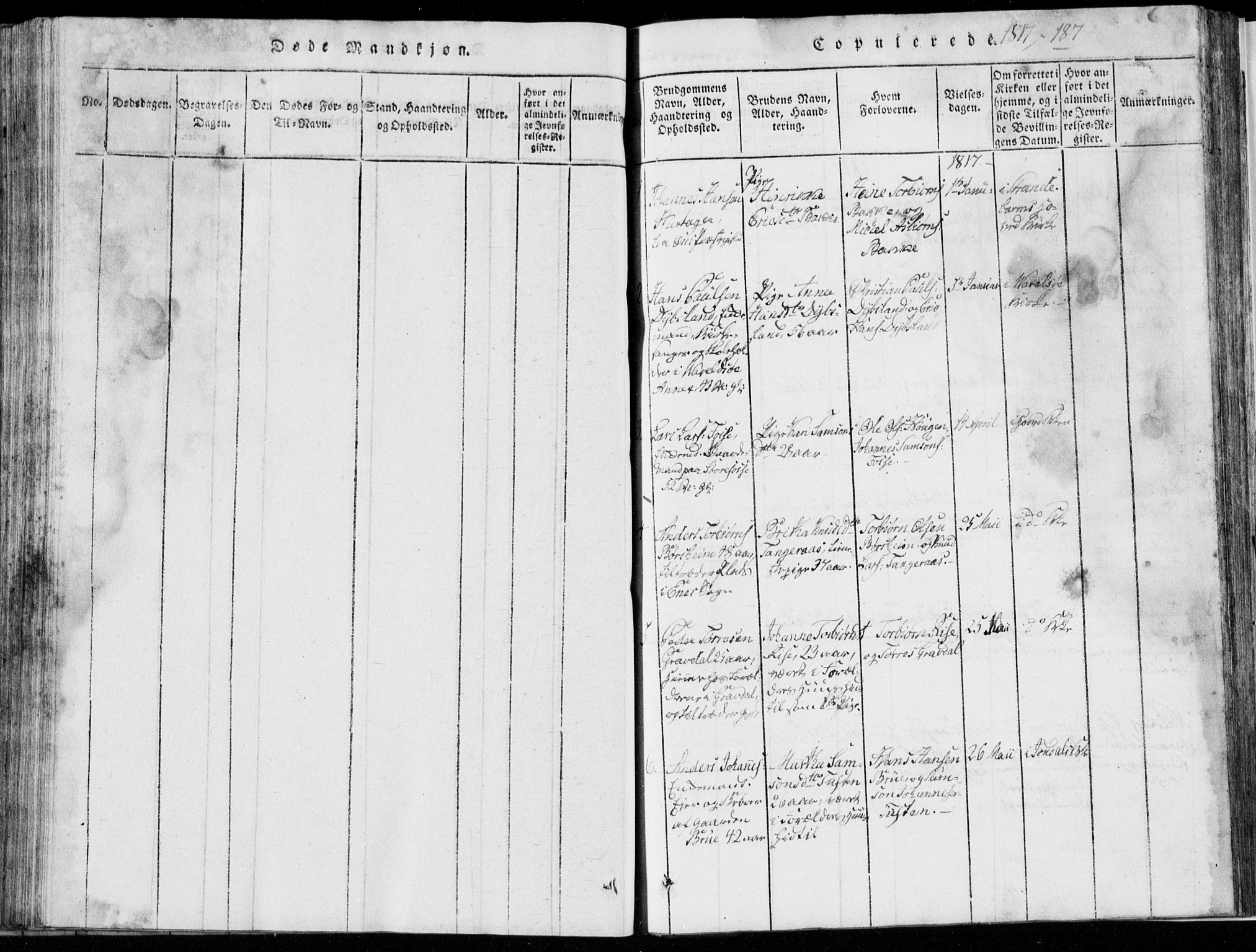 Strandebarm sokneprestembete, SAB/A-78401/H/Hab: Parish register (copy) no. A  1, 1816-1826, p. 187