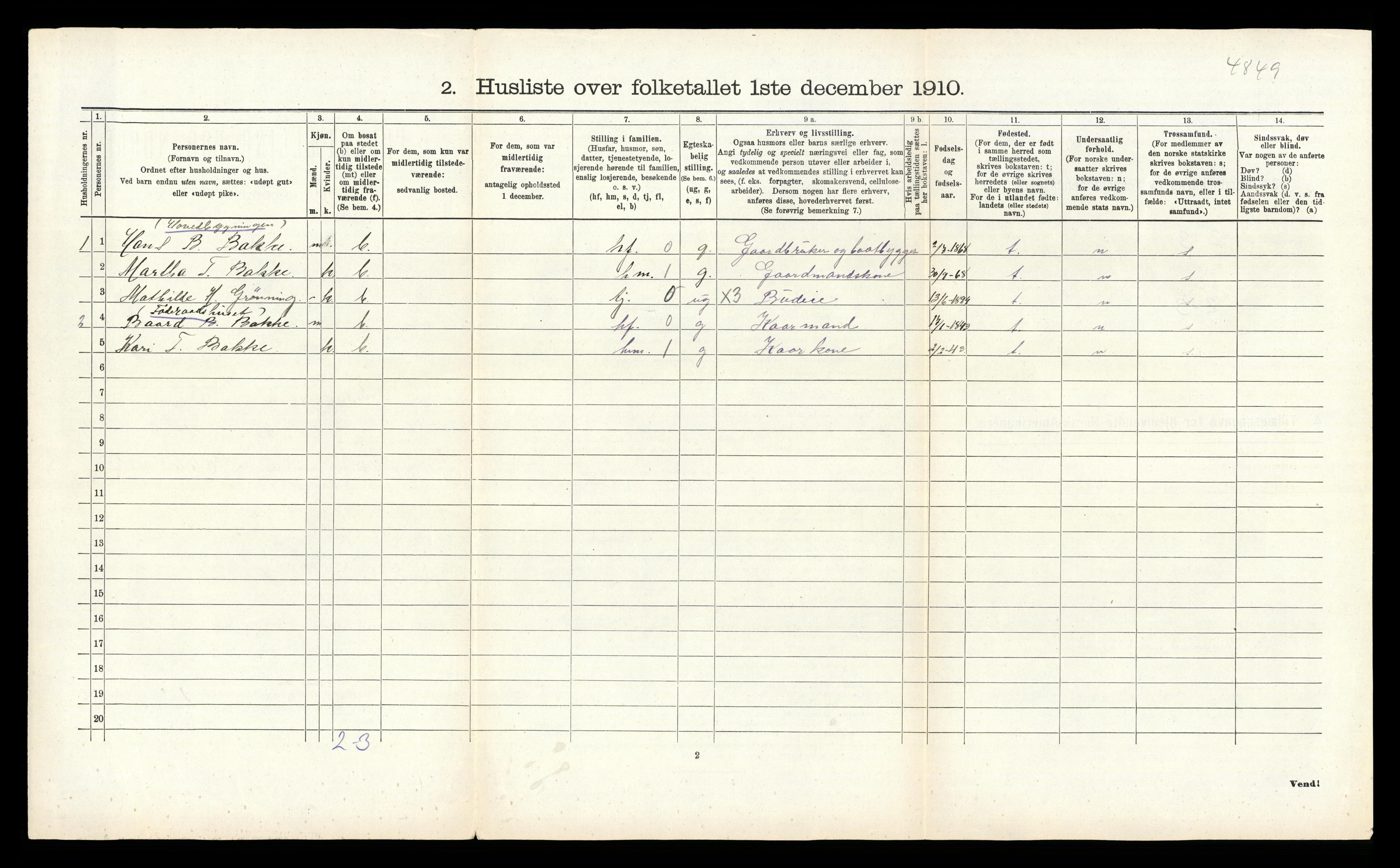 RA, 1910 census for Strandebarm, 1910, p. 135