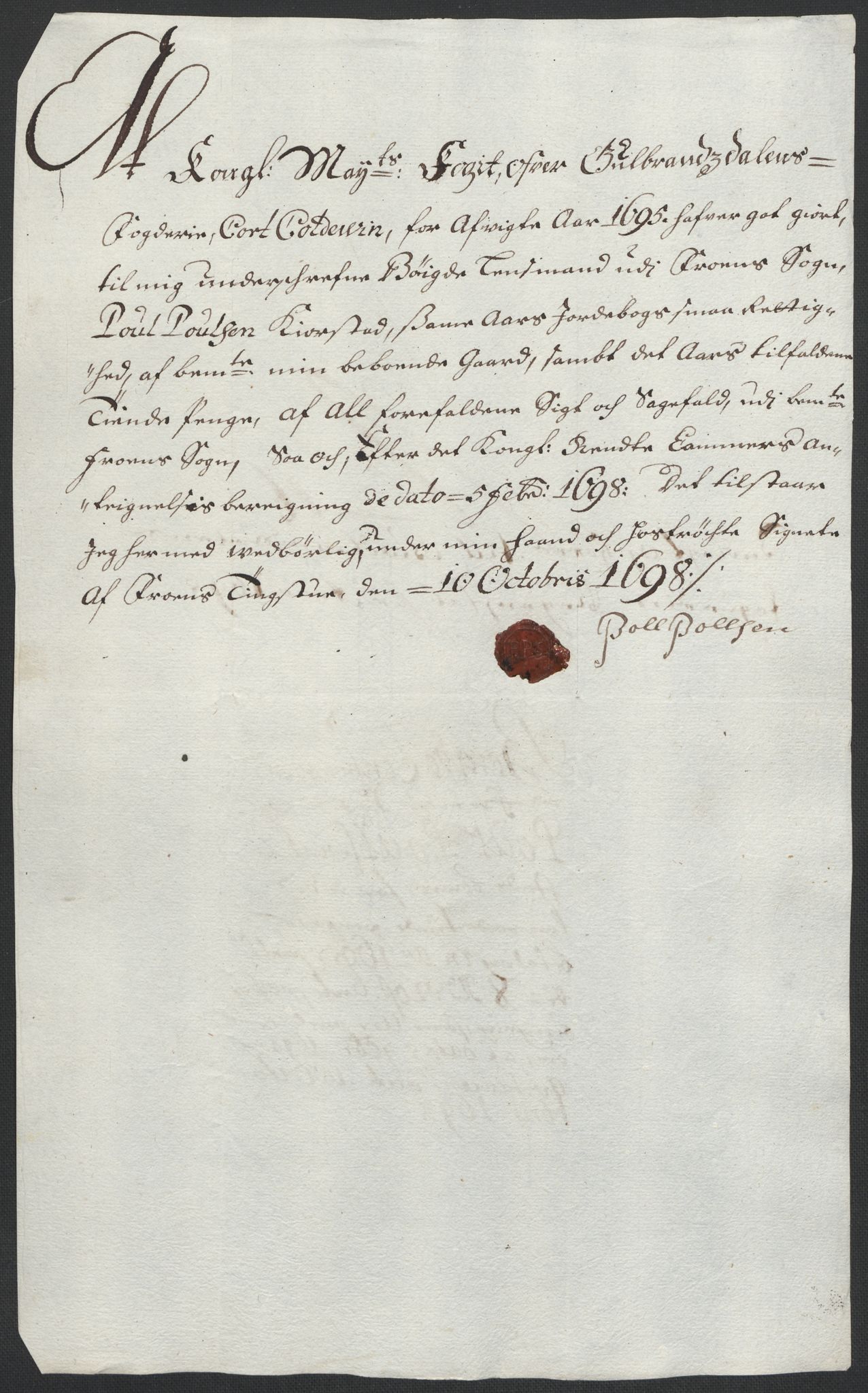 Rentekammeret inntil 1814, Reviderte regnskaper, Fogderegnskap, AV/RA-EA-4092/R17/L1171: Fogderegnskap Gudbrandsdal, 1698, p. 151