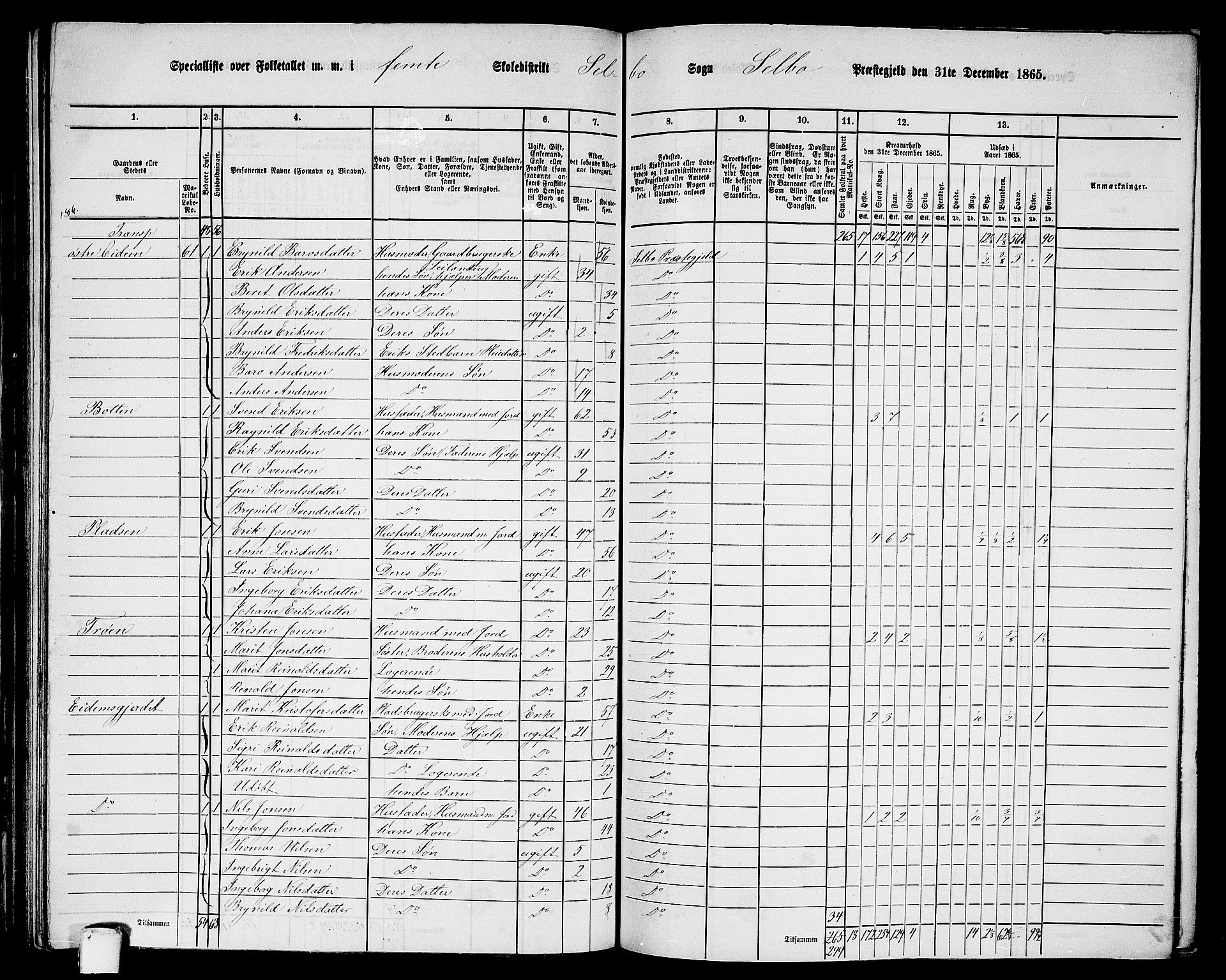 RA, 1865 census for Selbu, 1865, p. 74