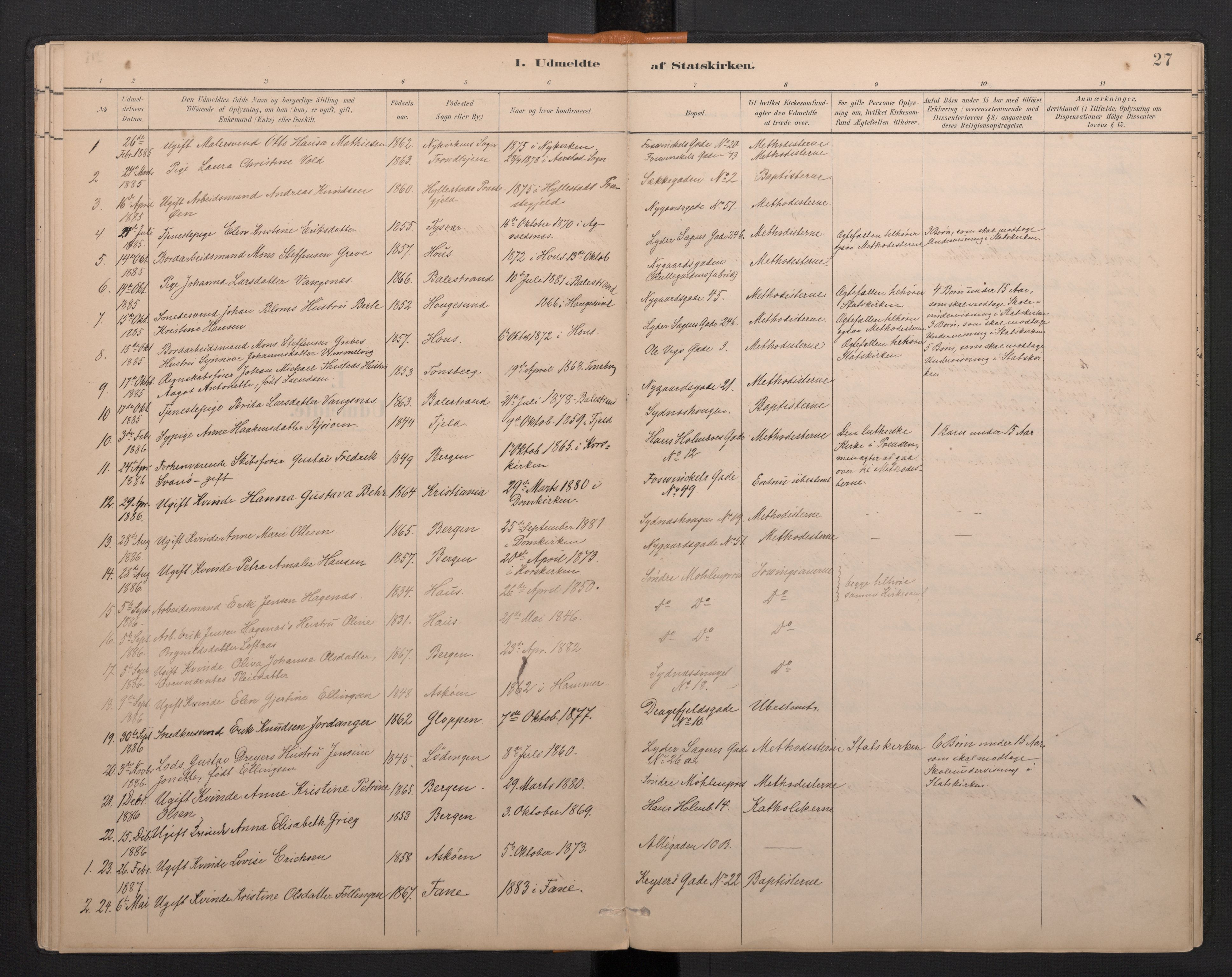 Johanneskirken sokneprestembete, AV/SAB-A-76001/H/Haa/L0029: Parish register (official) no. G 1, 1885-1973, p. 26b-27a