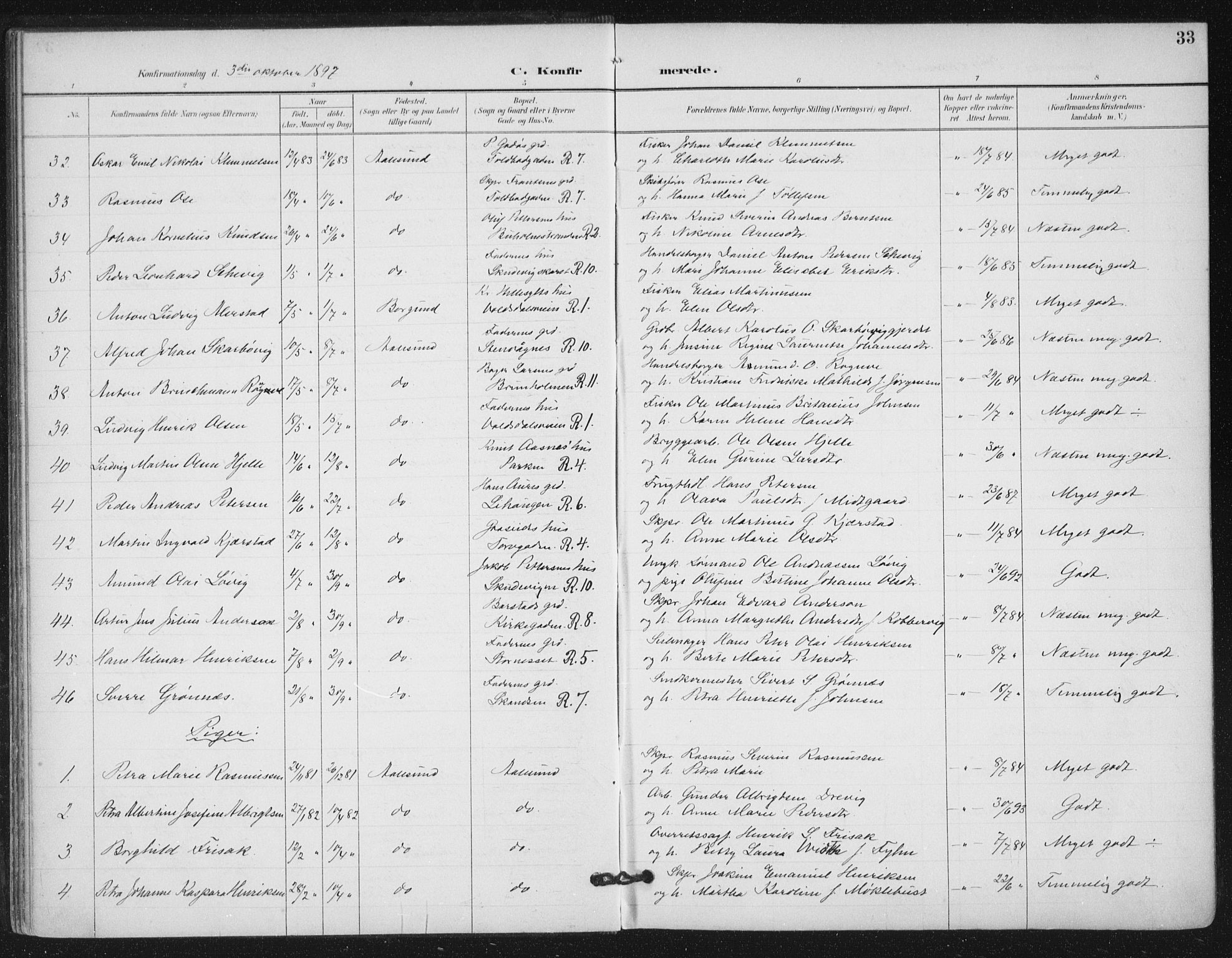Ministerialprotokoller, klokkerbøker og fødselsregistre - Møre og Romsdal, SAT/A-1454/529/L0457: Parish register (official) no. 529A07, 1894-1903, p. 33
