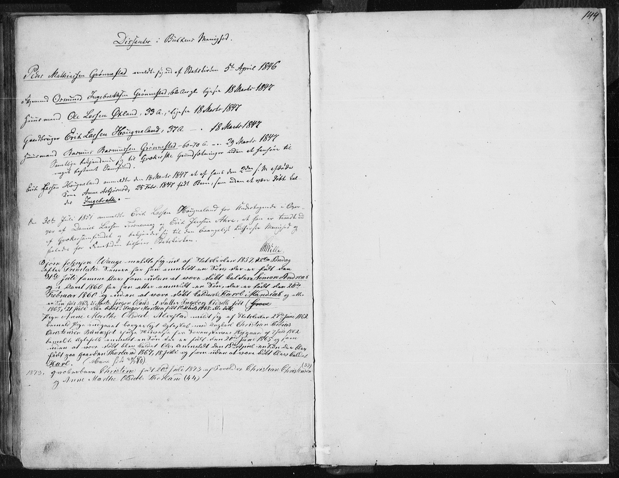 Tysvær sokneprestkontor, SAST/A -101864/H/Ha/Haa/L0002: Parish register (official) no. A 2, 1847-1856, p. 144