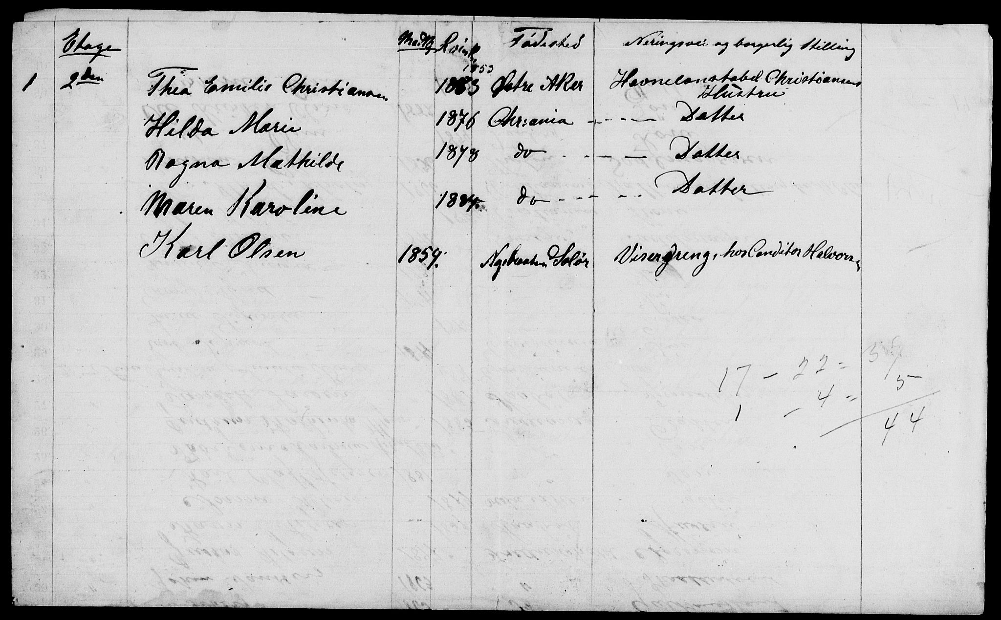 RA, 1885 census for 0301 Kristiania, 1885, p. 4249