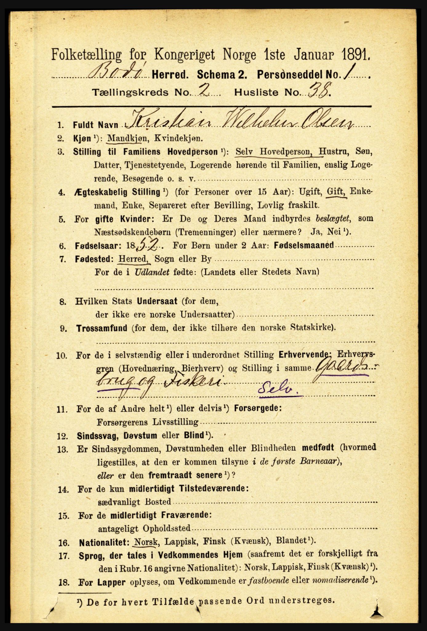 RA, 1891 census for 1843 Bodø, 1891, p. 932