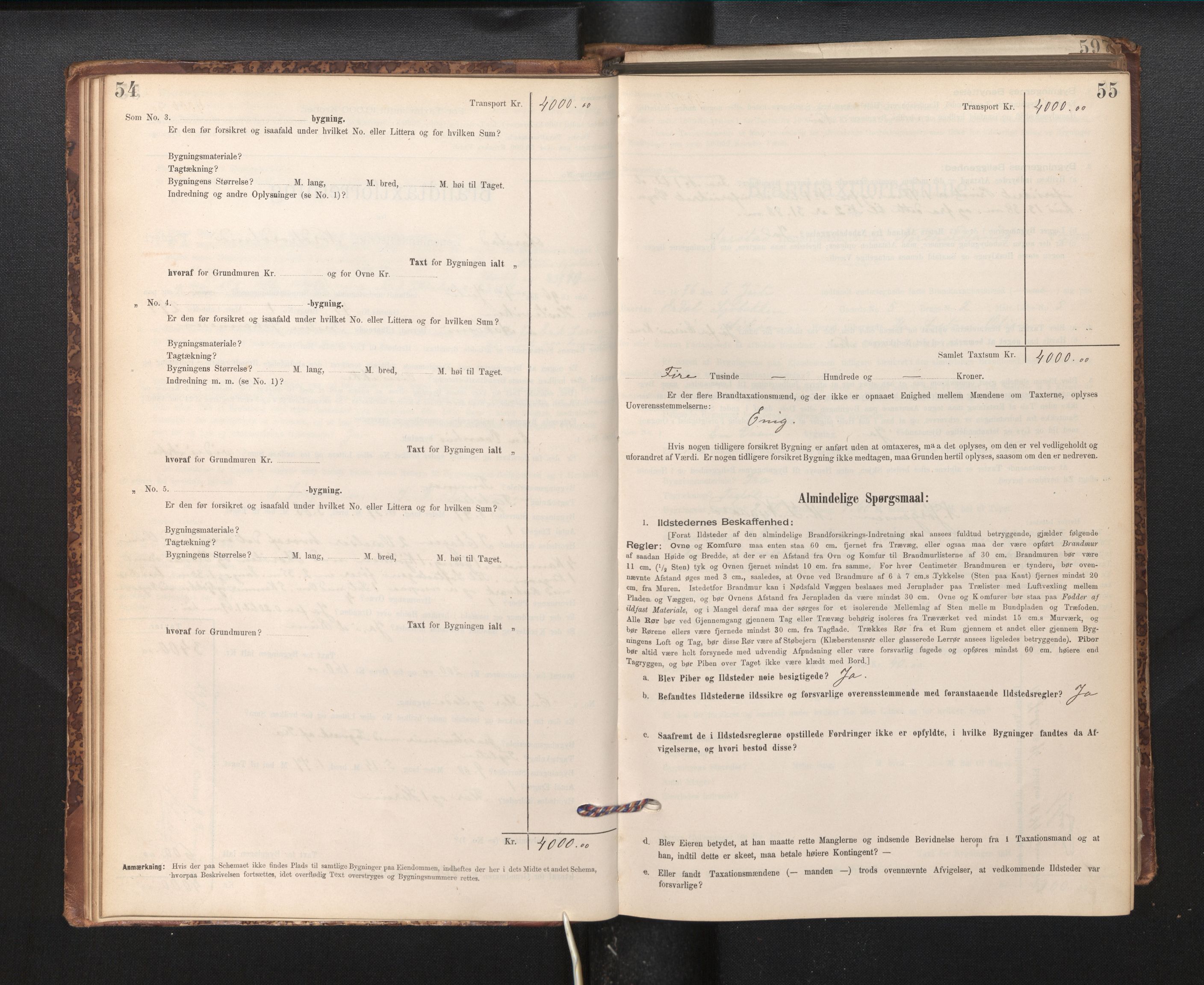 Lensmannen i Årstad, AV/SAB-A-36201/0012/L0011: Branntakstprotokoll,skjematakst, 1895-1901, p. 54-55