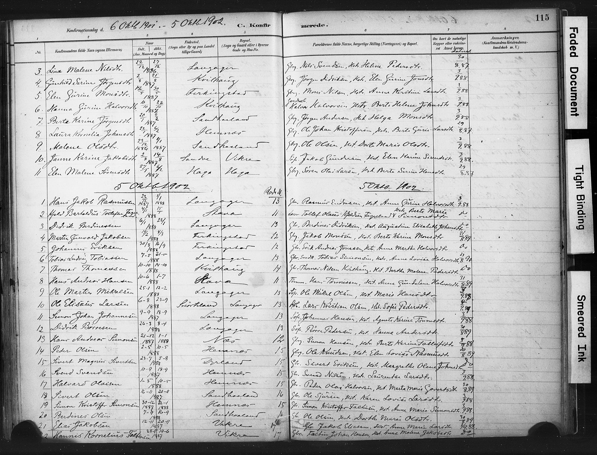 Skudenes sokneprestkontor, SAST/A -101849/H/Ha/Haa/L0010: Parish register (official) no. A 7, 1882-1912, p. 115
