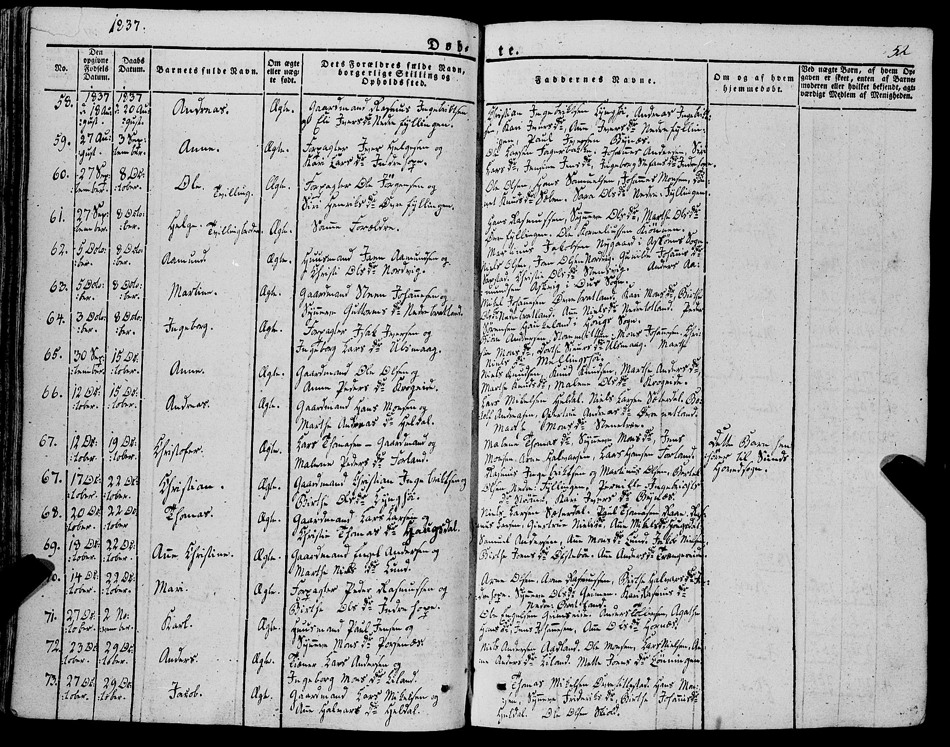 Fana Sokneprestembete, AV/SAB-A-75101/H/Haa/Haaa/L0008: Parish register (official) no. A 8, 1829-1851, p. 52