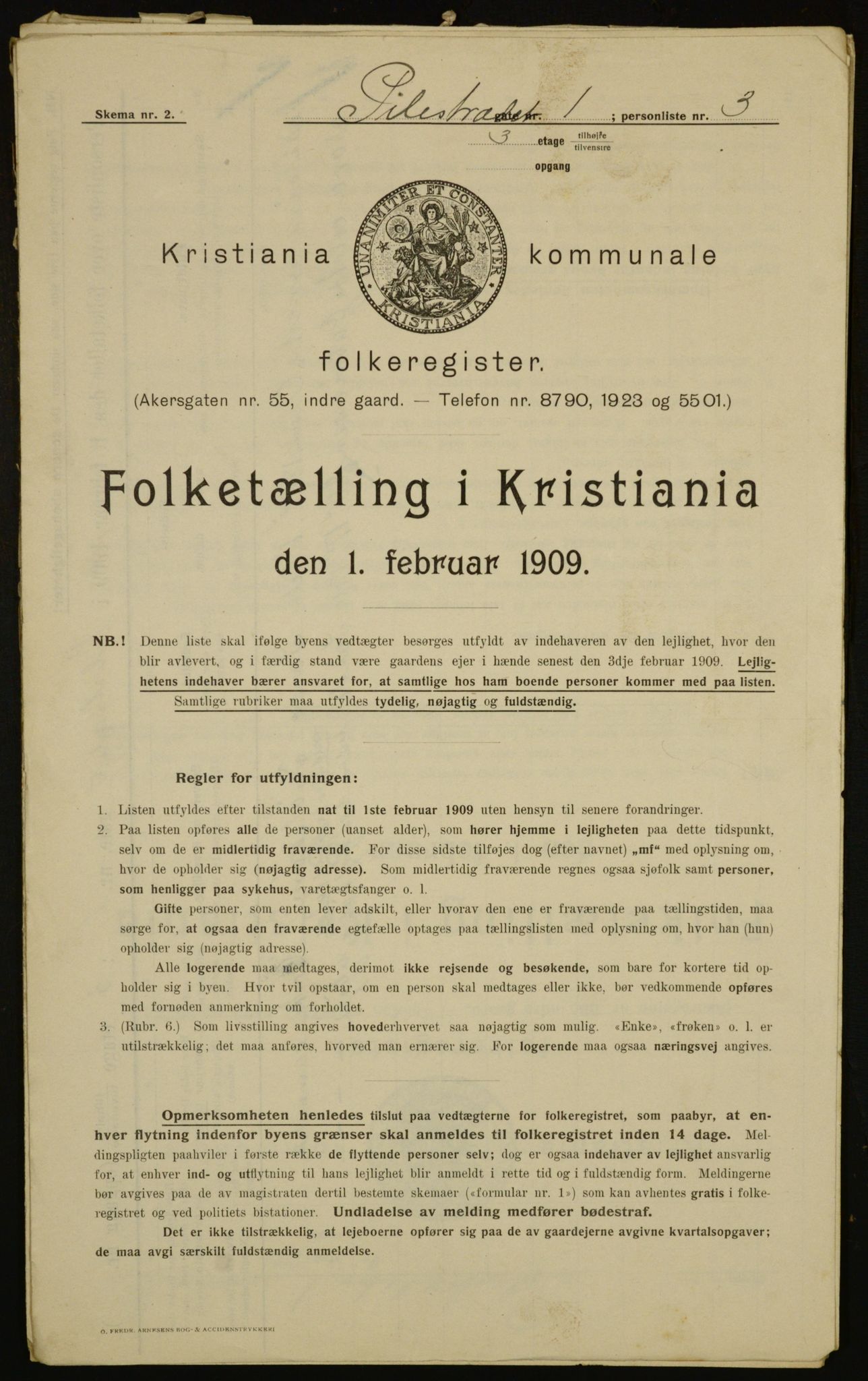 OBA, Municipal Census 1909 for Kristiania, 1909, p. 71383