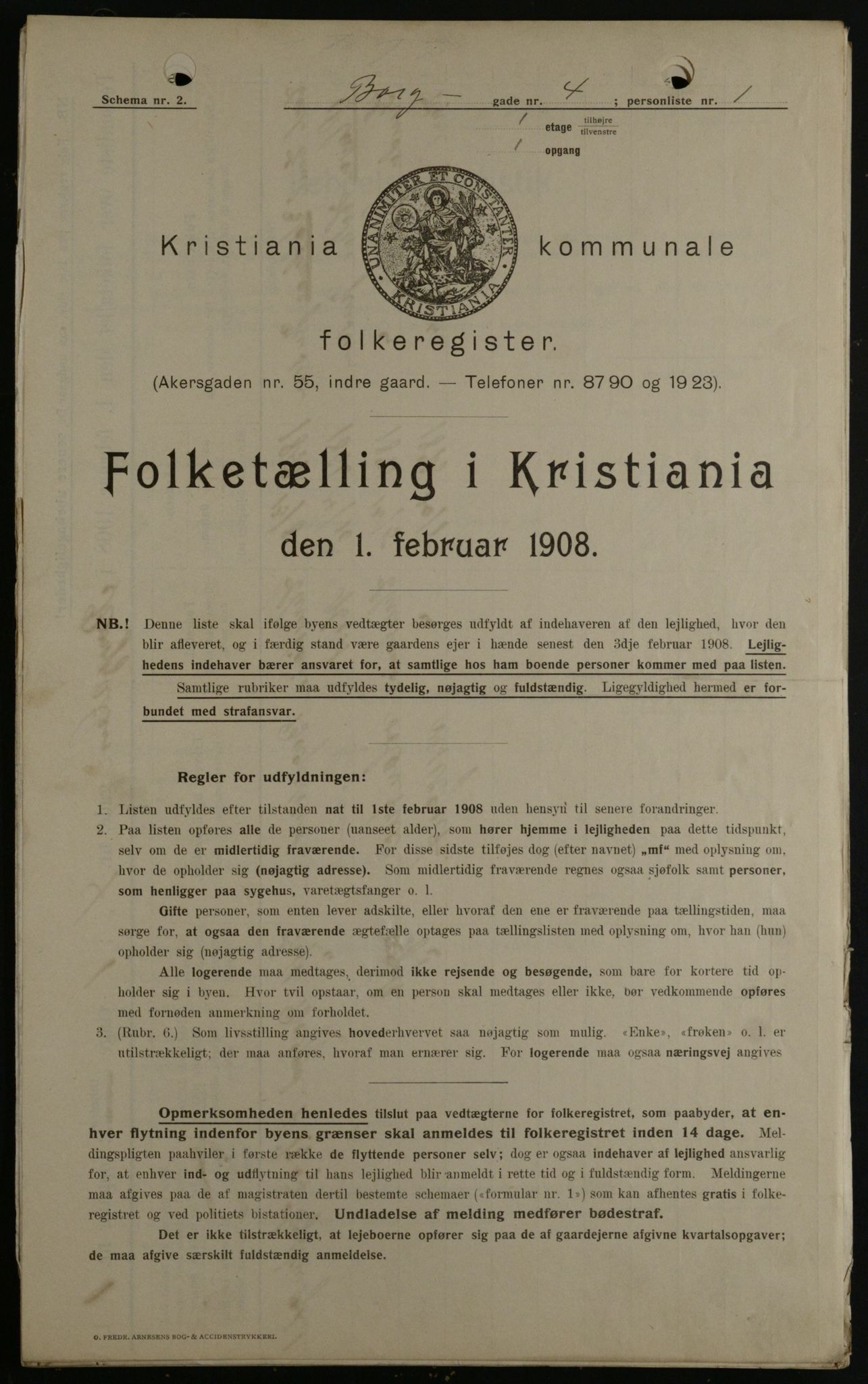 OBA, Municipal Census 1908 for Kristiania, 1908, p. 7512