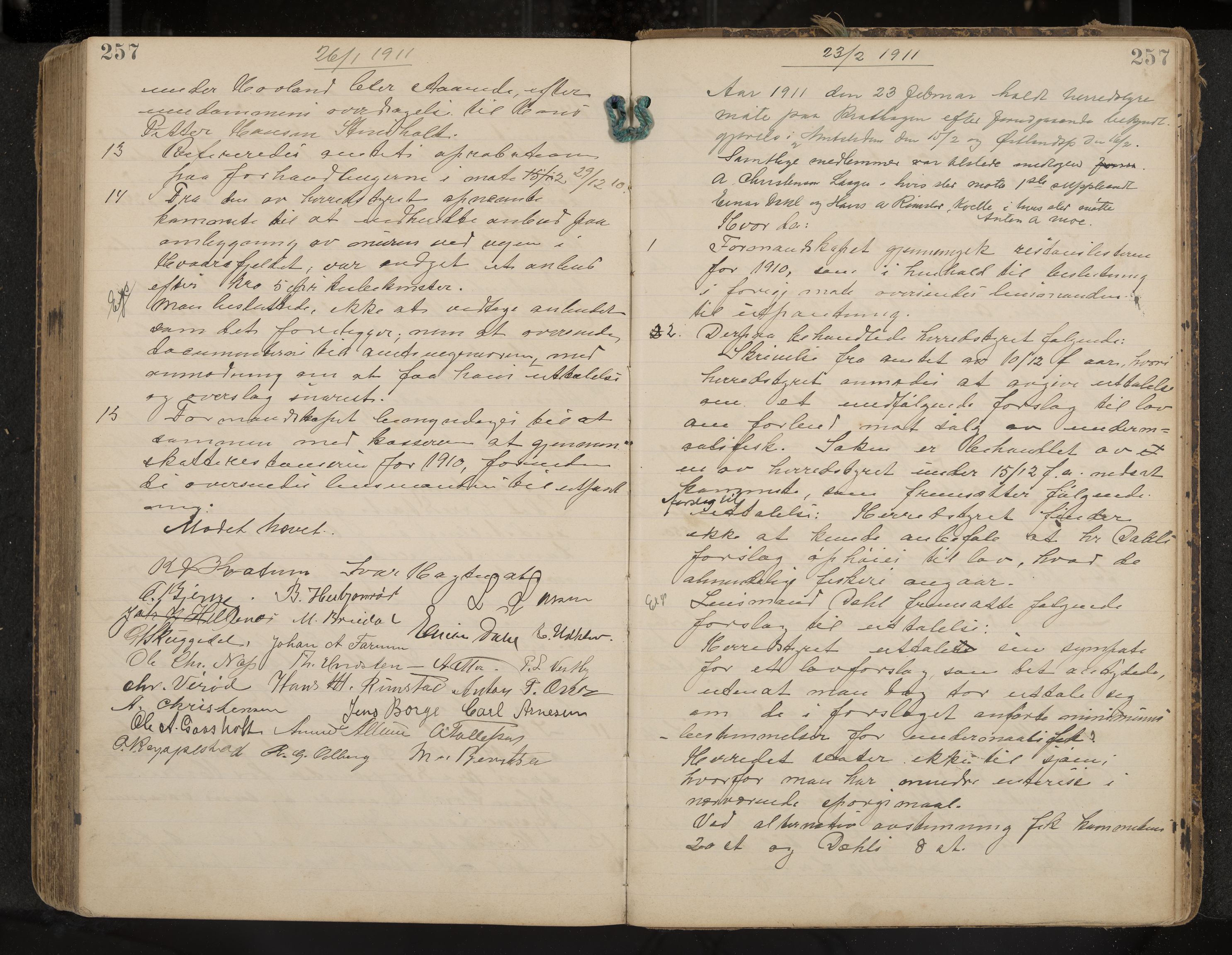 Hedrum formannskap og sentraladministrasjon, IKAK/0727021/A/Aa/L0005: Møtebok, 1899-1911, p. 257