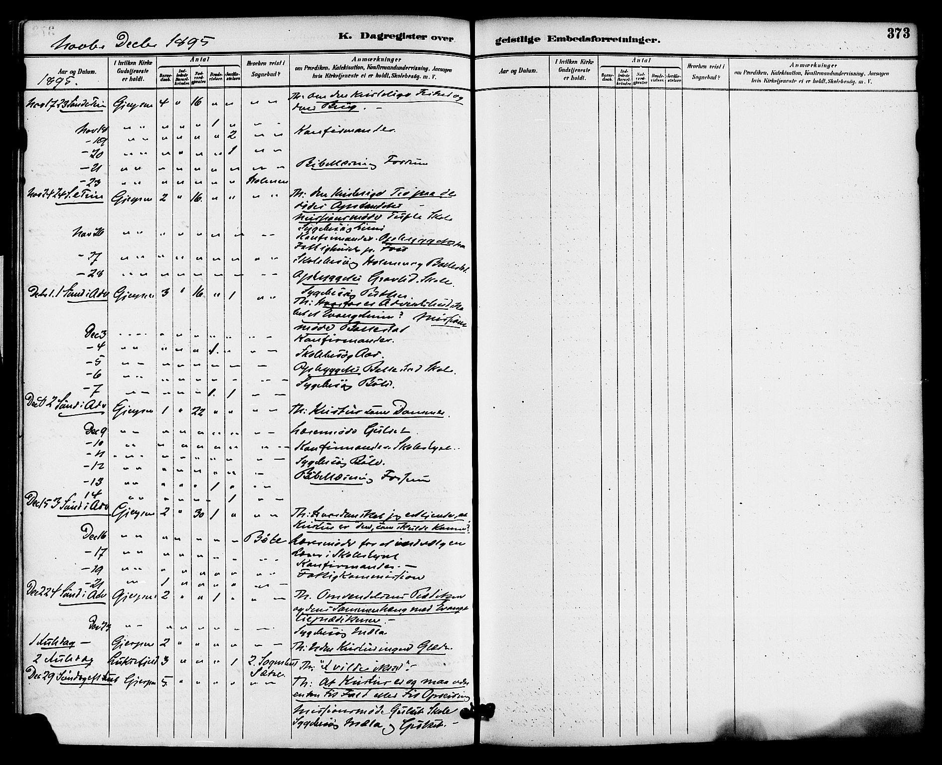 Gjerpen kirkebøker, AV/SAKO-A-265/F/Fa/L0010: Parish register (official) no. I 10, 1886-1895, p. 373