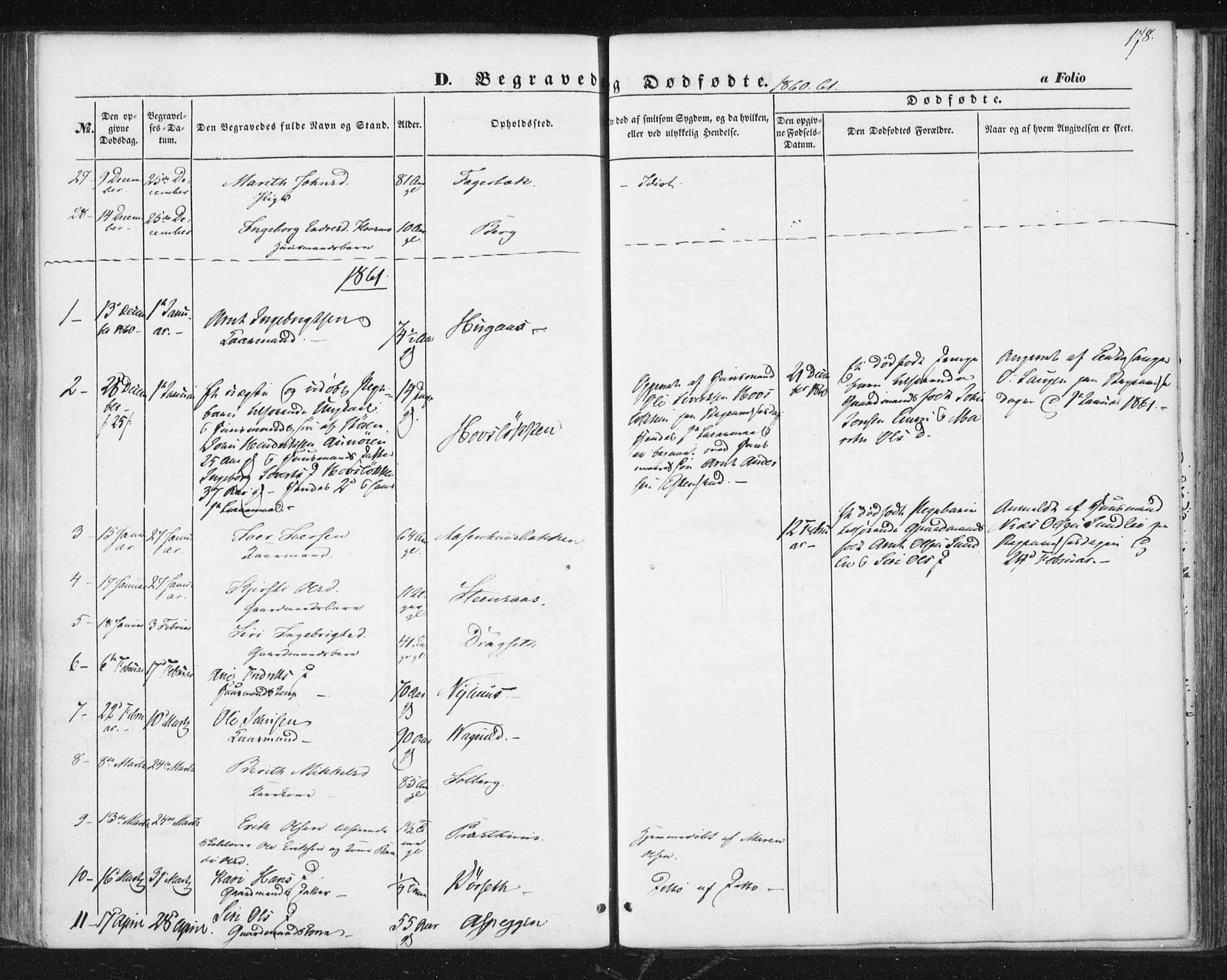 Ministerialprotokoller, klokkerbøker og fødselsregistre - Sør-Trøndelag, SAT/A-1456/689/L1038: Parish register (official) no. 689A03, 1848-1872, p. 178